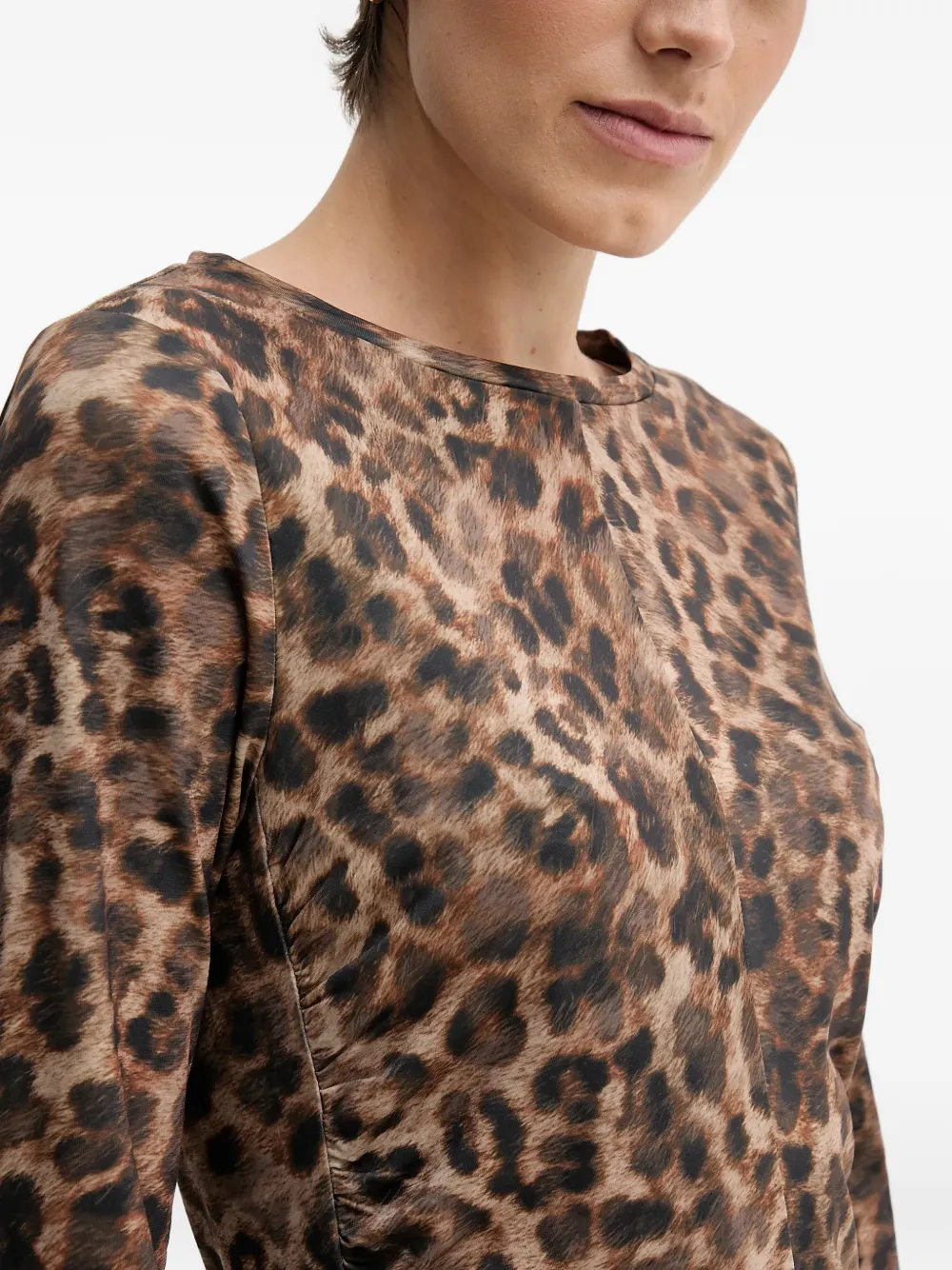 OUI Midi-jurk met dierenprint Bruin