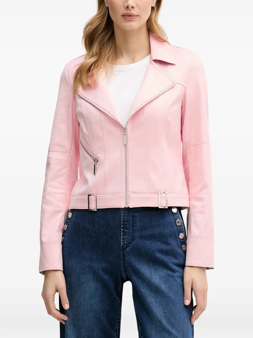 Joseph Ribkoff zip-up biker jacket - Rosa