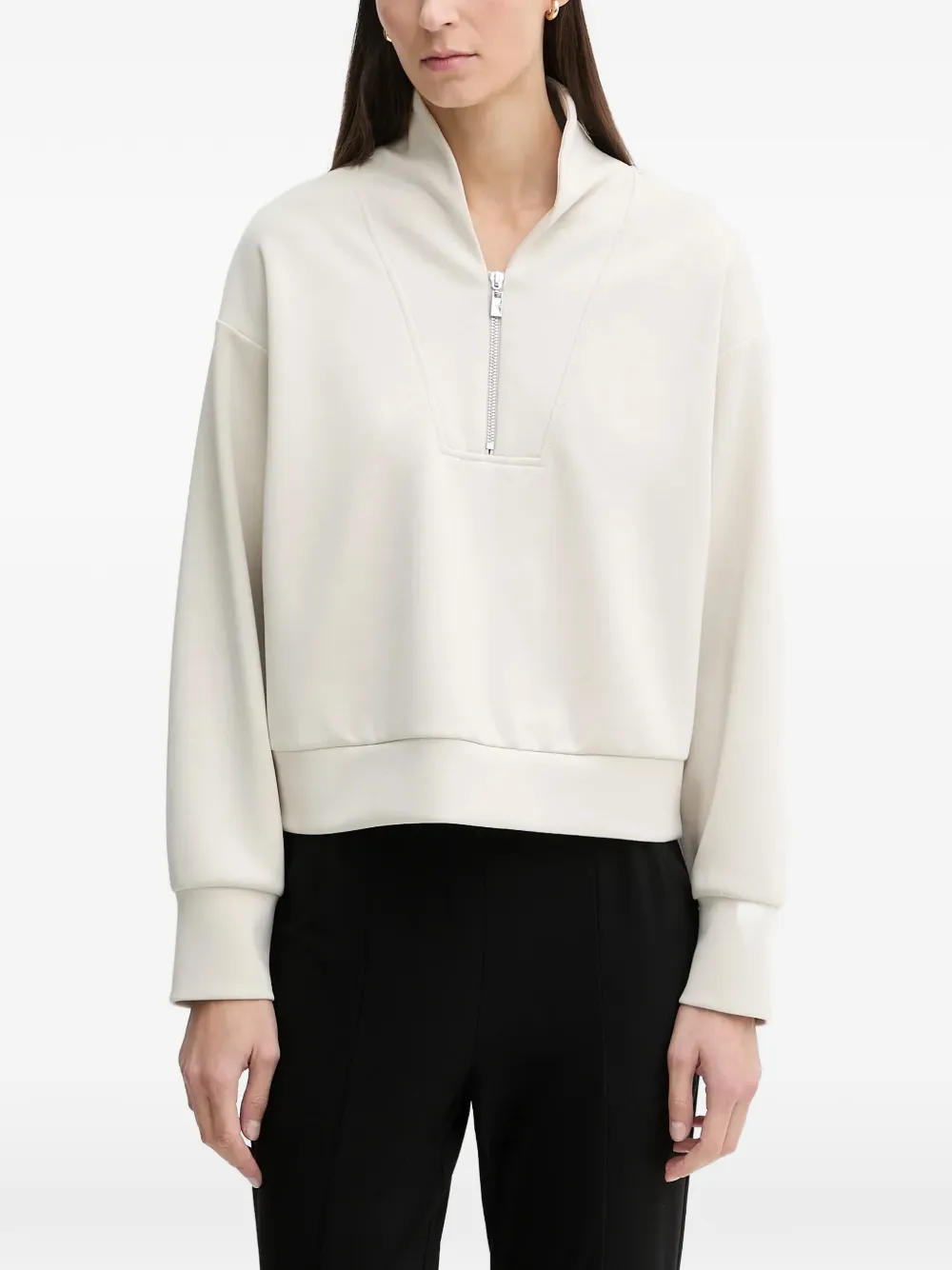 Joseph Ribkoff zip funnel neck sweatshirt - Nude