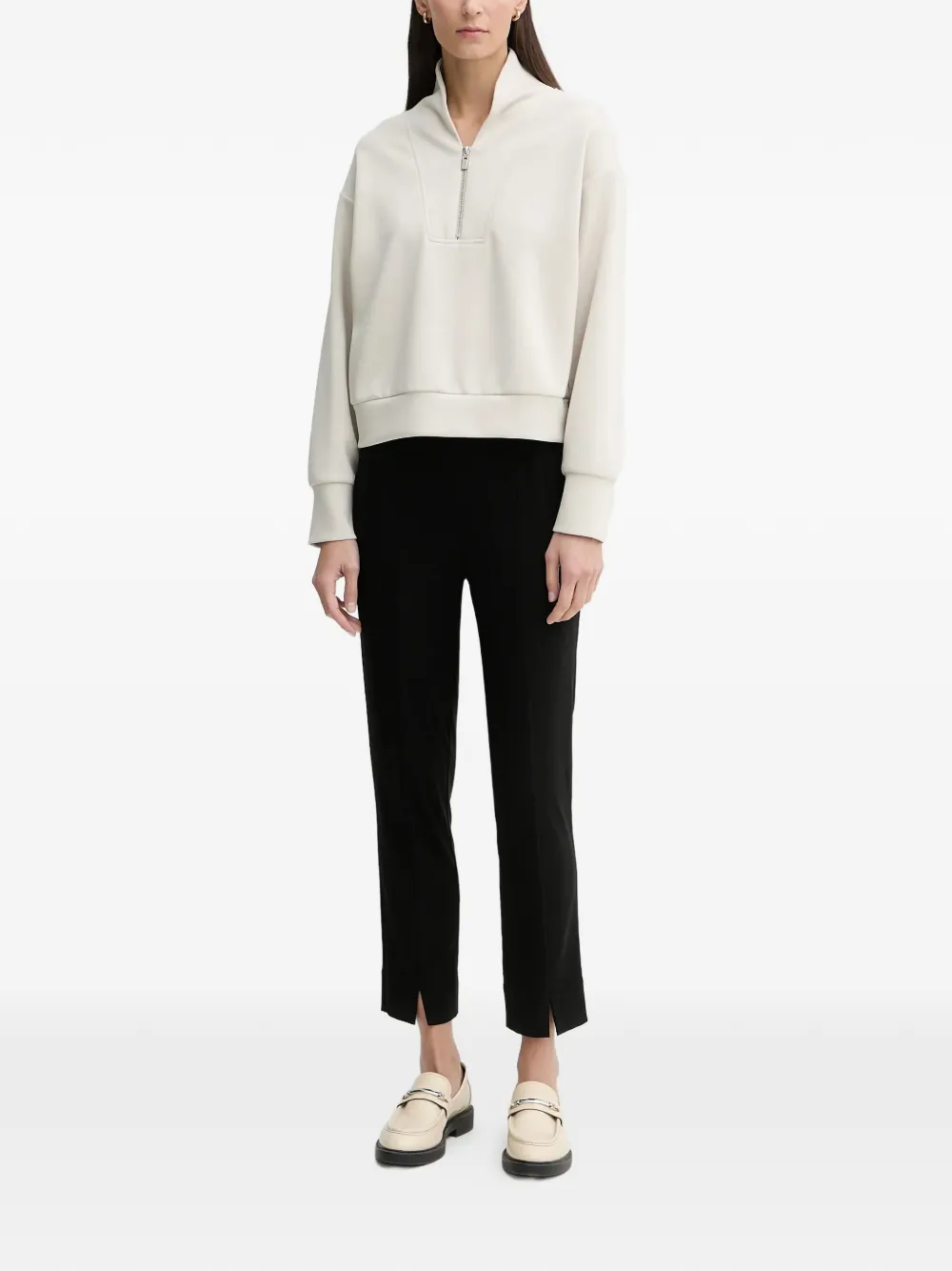  Joseph Ribkoff Zip Funnel Neck Sweatshirt - Neutrals 