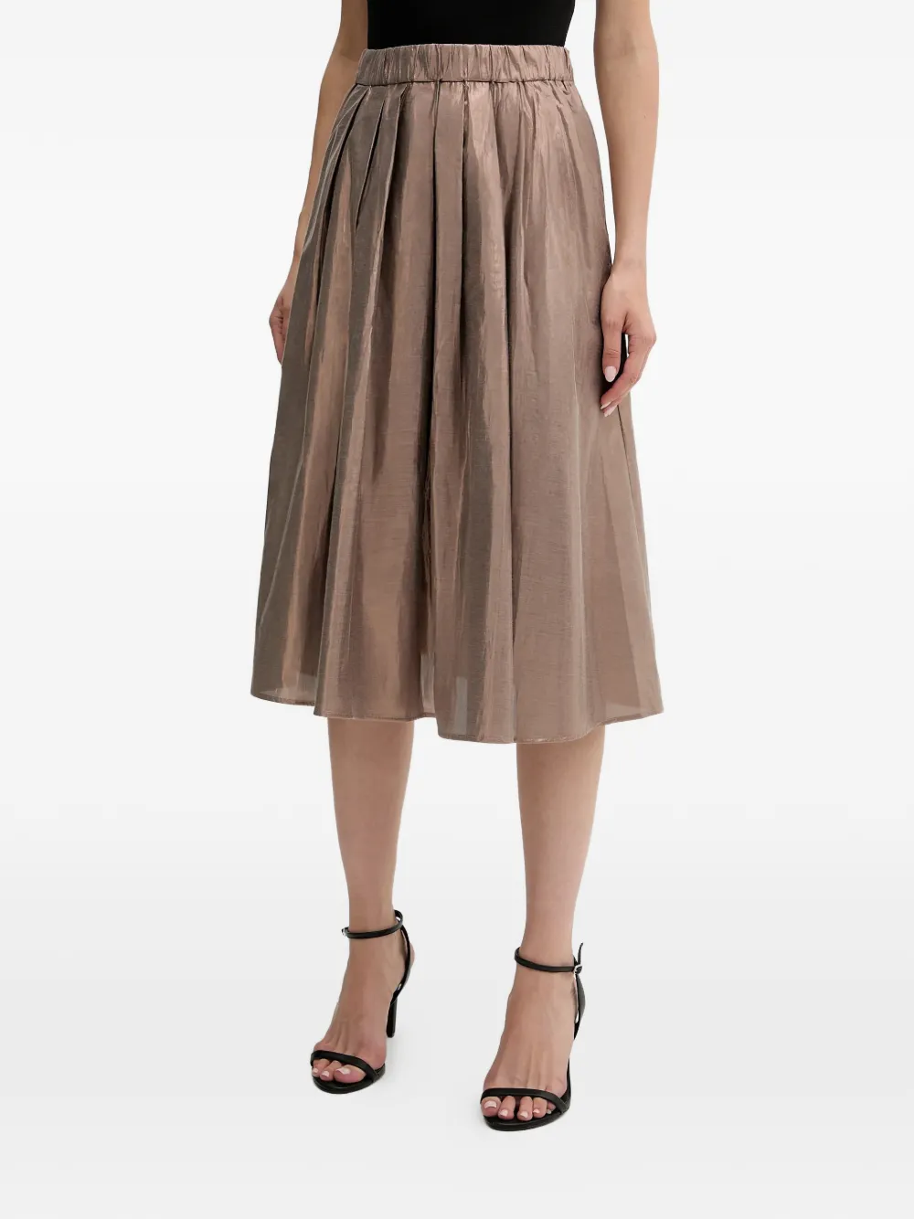 OUI pleated midi skirt - Marrone