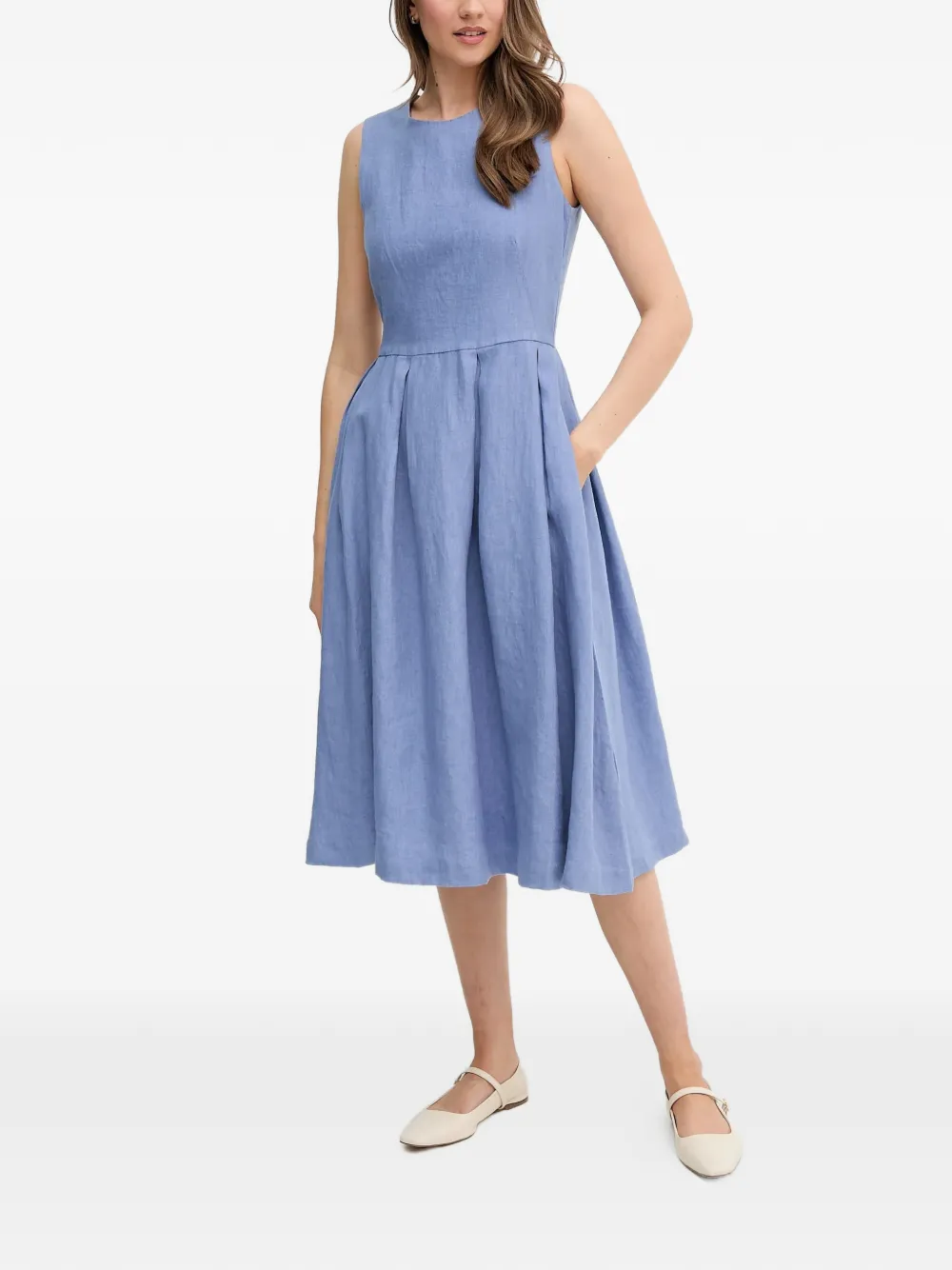 OUI pleated A-line midi dress - Blu