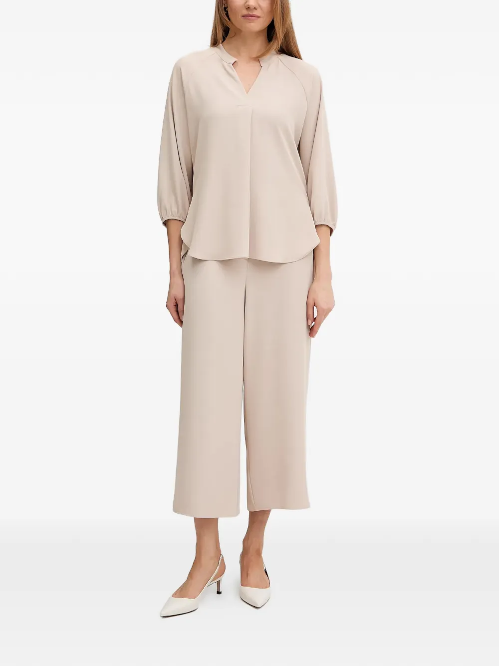  Joseph Ribkoff V-neck Drawstring Blouse - Neutrals 