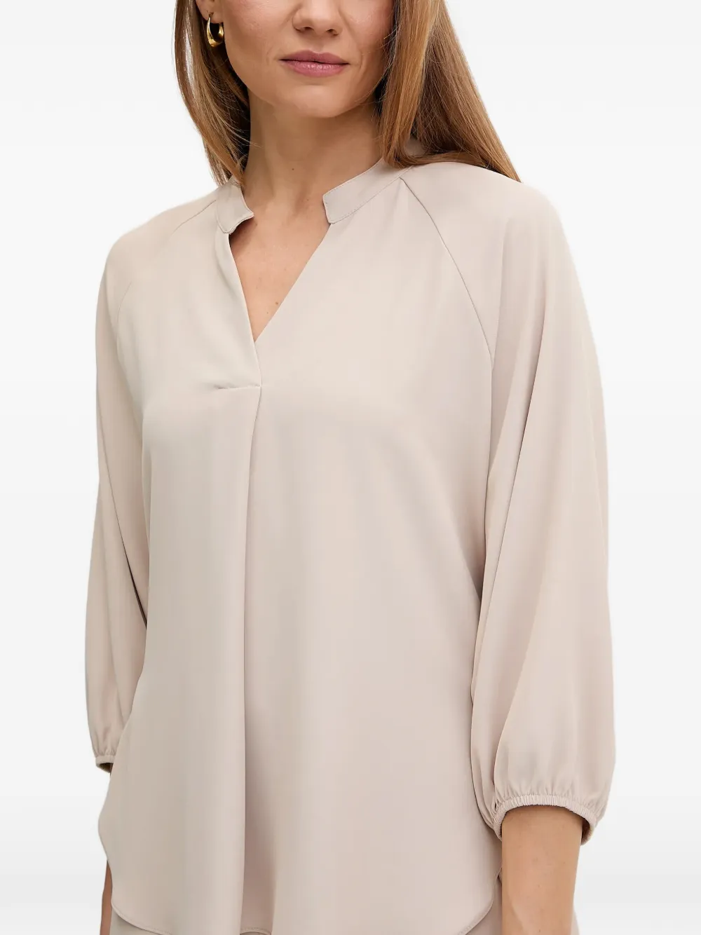 Joseph Ribkoff Blouse met trekkoord en V-hals Beige