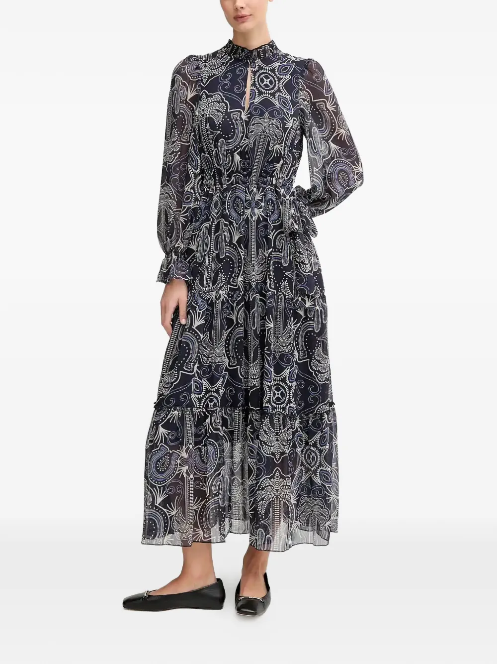  Oui Printed Maxi Dress - Blue 