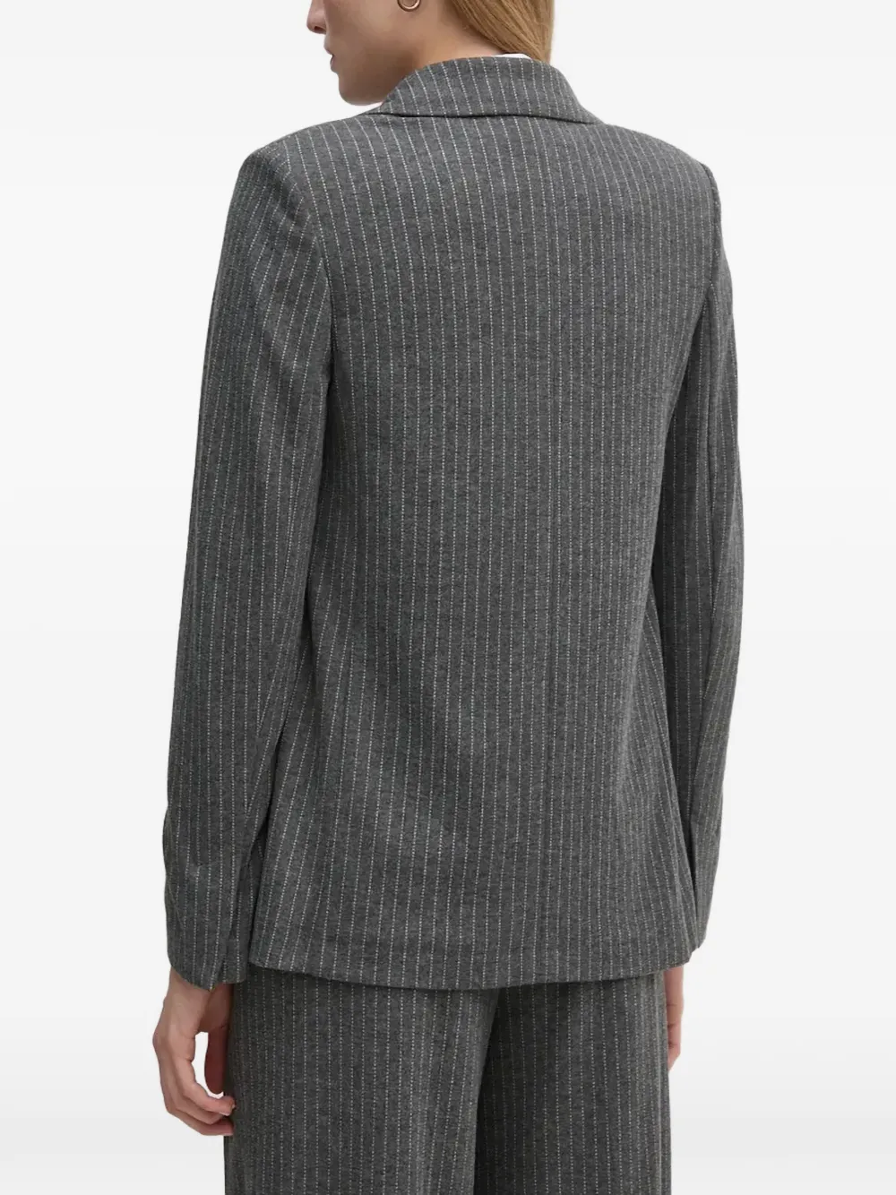 Pinstripe Flap-Pocket Blazer