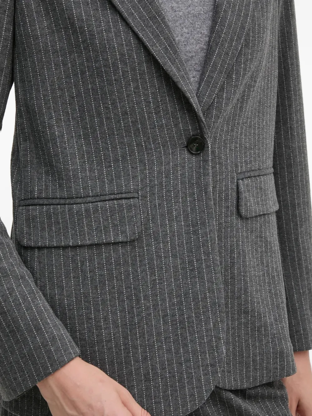 Pinstripe Flap-Pocket Blazer