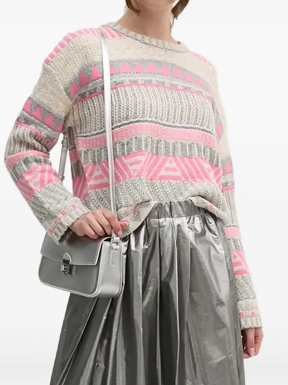 OUI geometric-pattern sweater - Nude