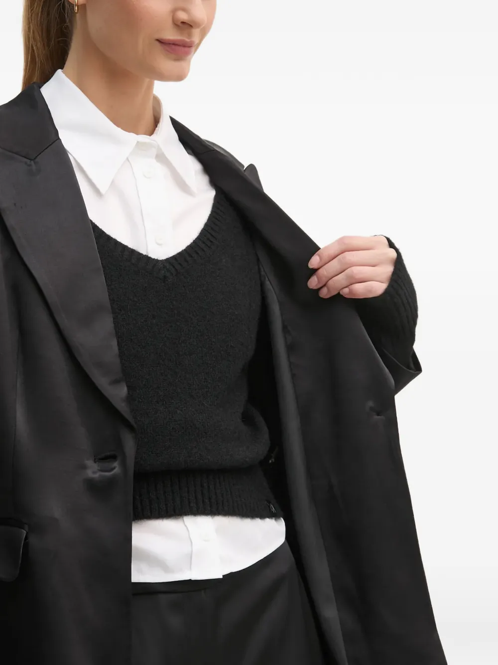 OUI Blazer met ceintuur Zwart