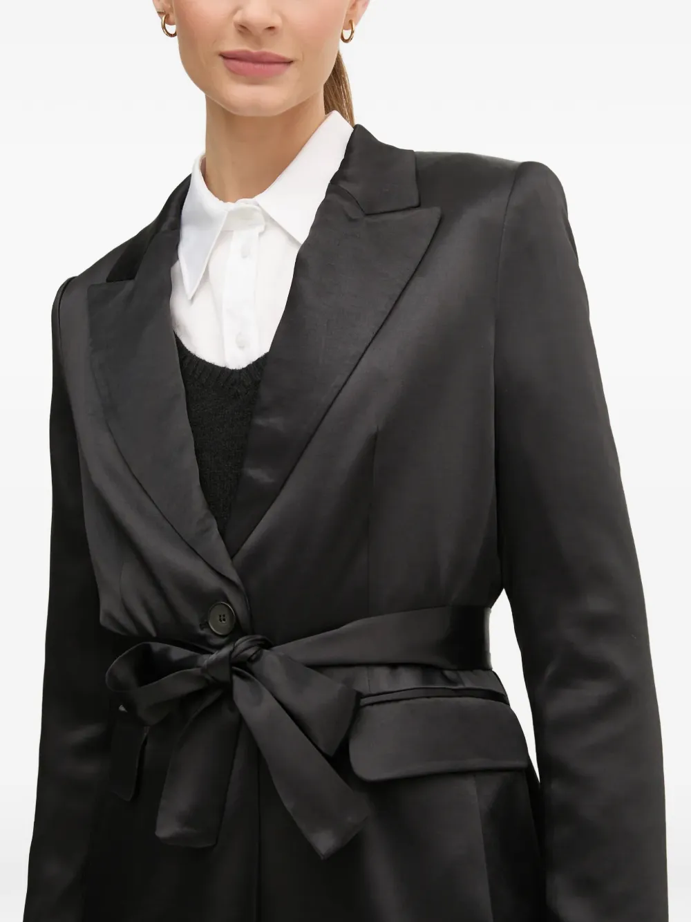  Oui Belt-tie Blazer - Black 