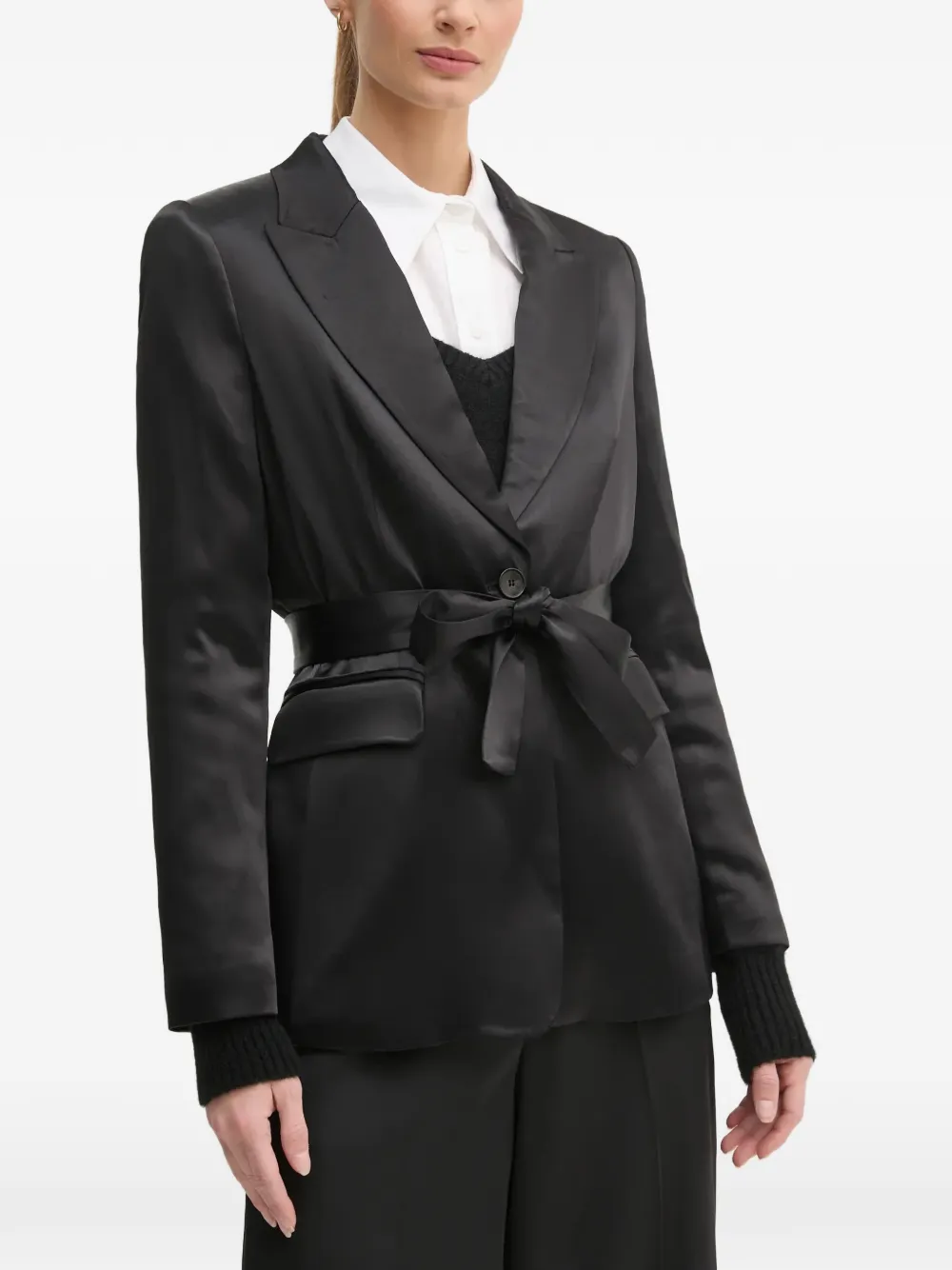 OUI belt-tie blazer - Nero