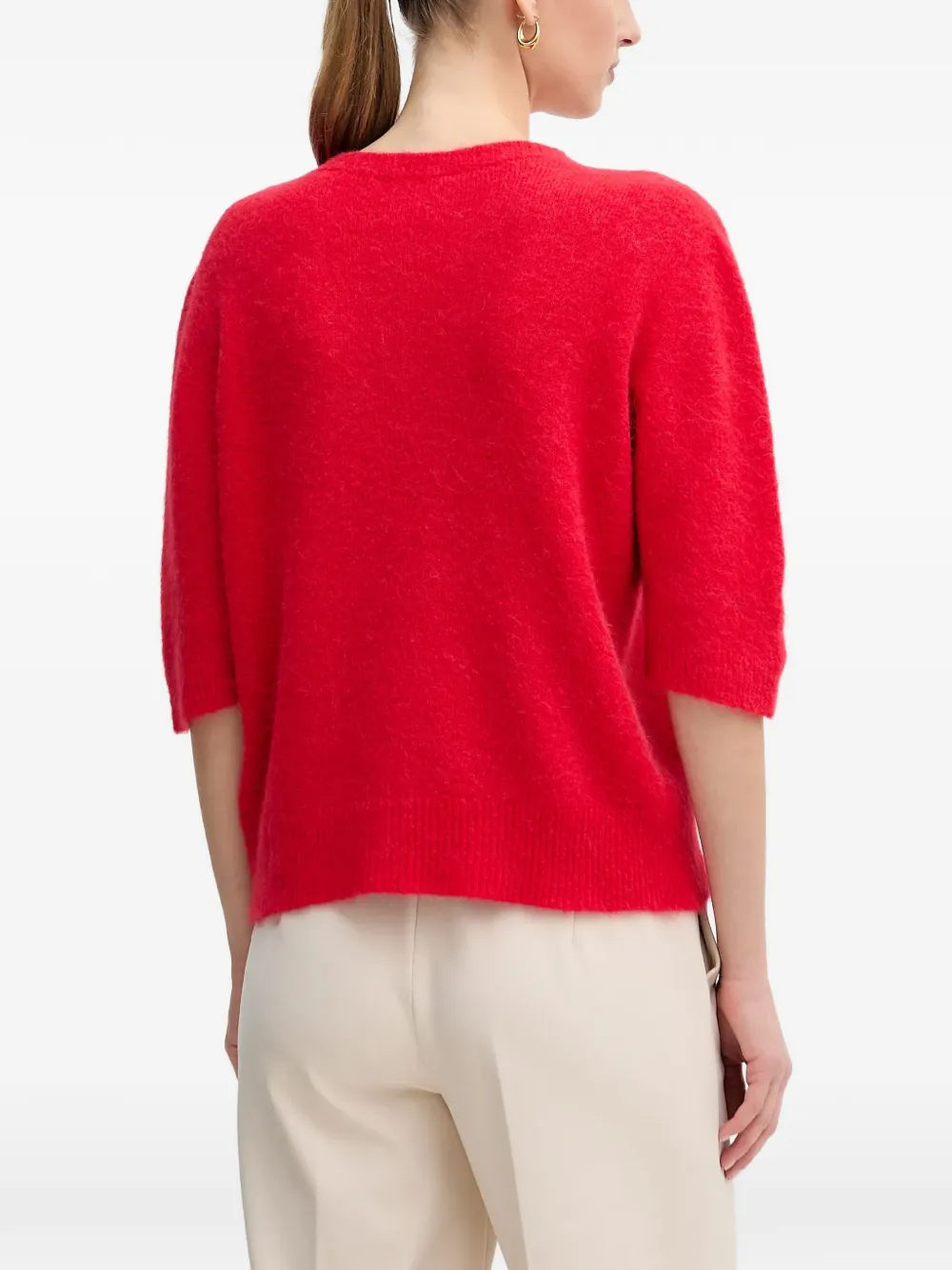  Oui Heart-design Crew-neck Sweater - Red 
