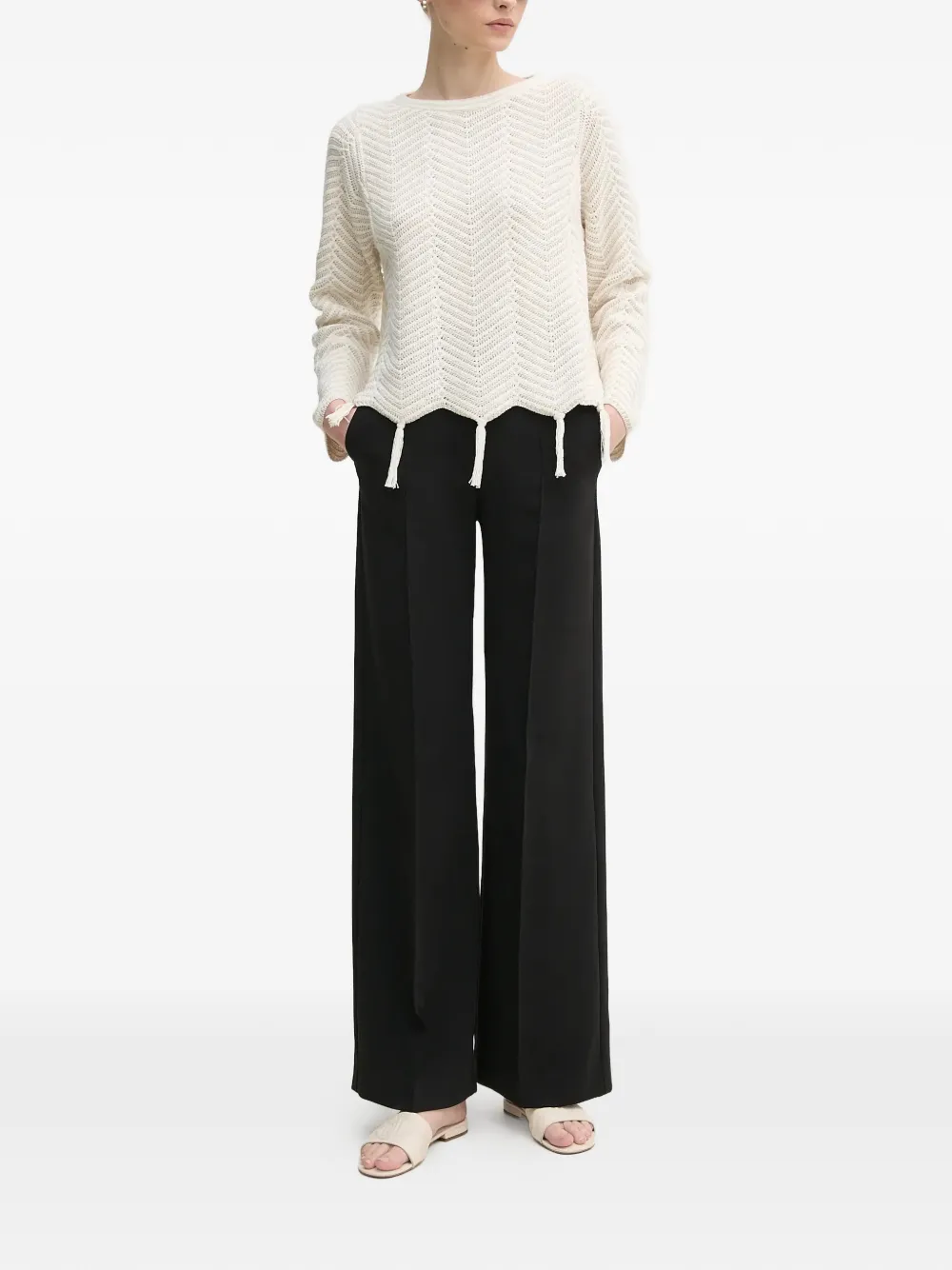  Oui Tassel Chevron Knitwear - Neutrals 
