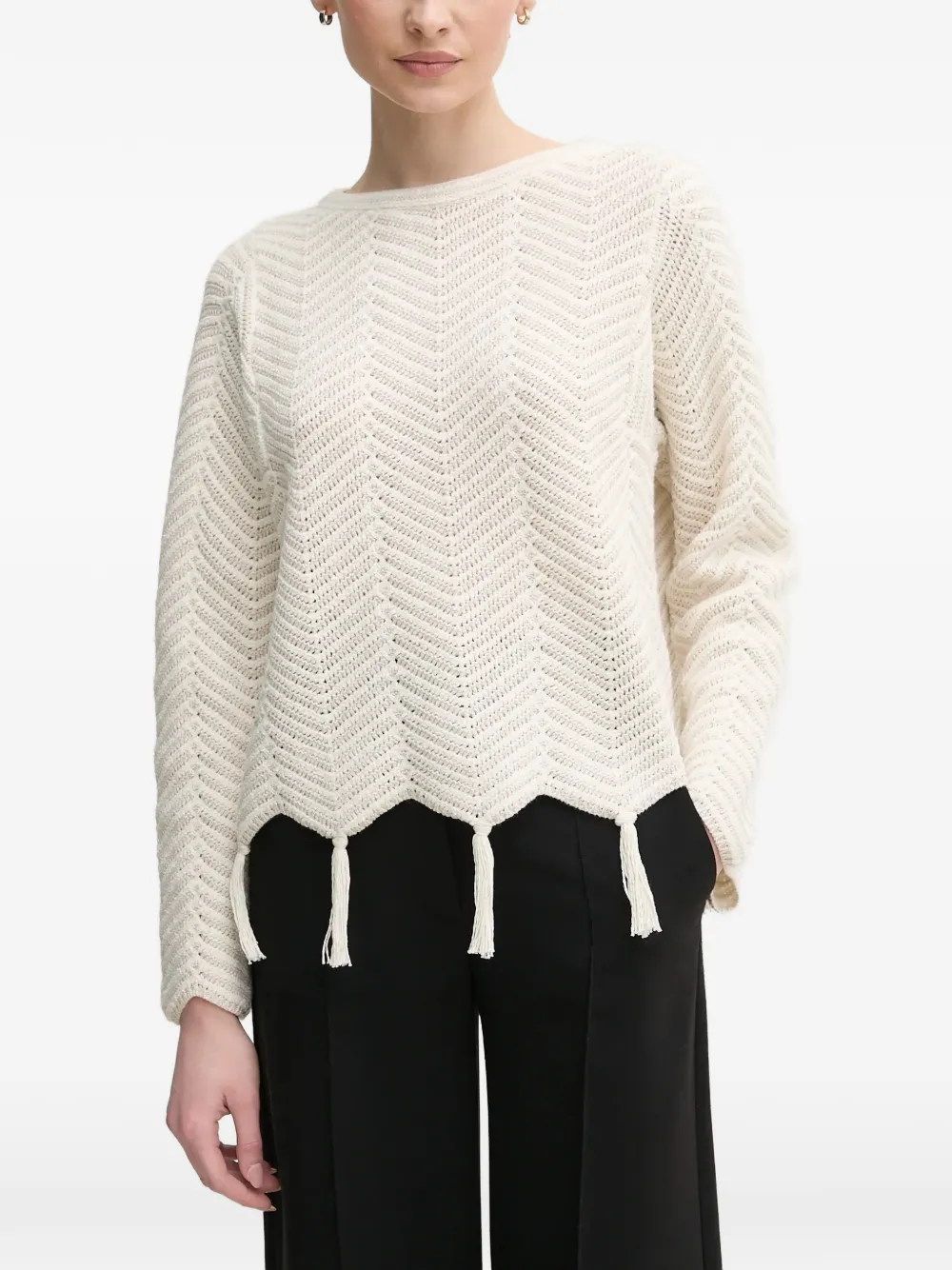OUI tassel chevron knitwear - Toni neutri