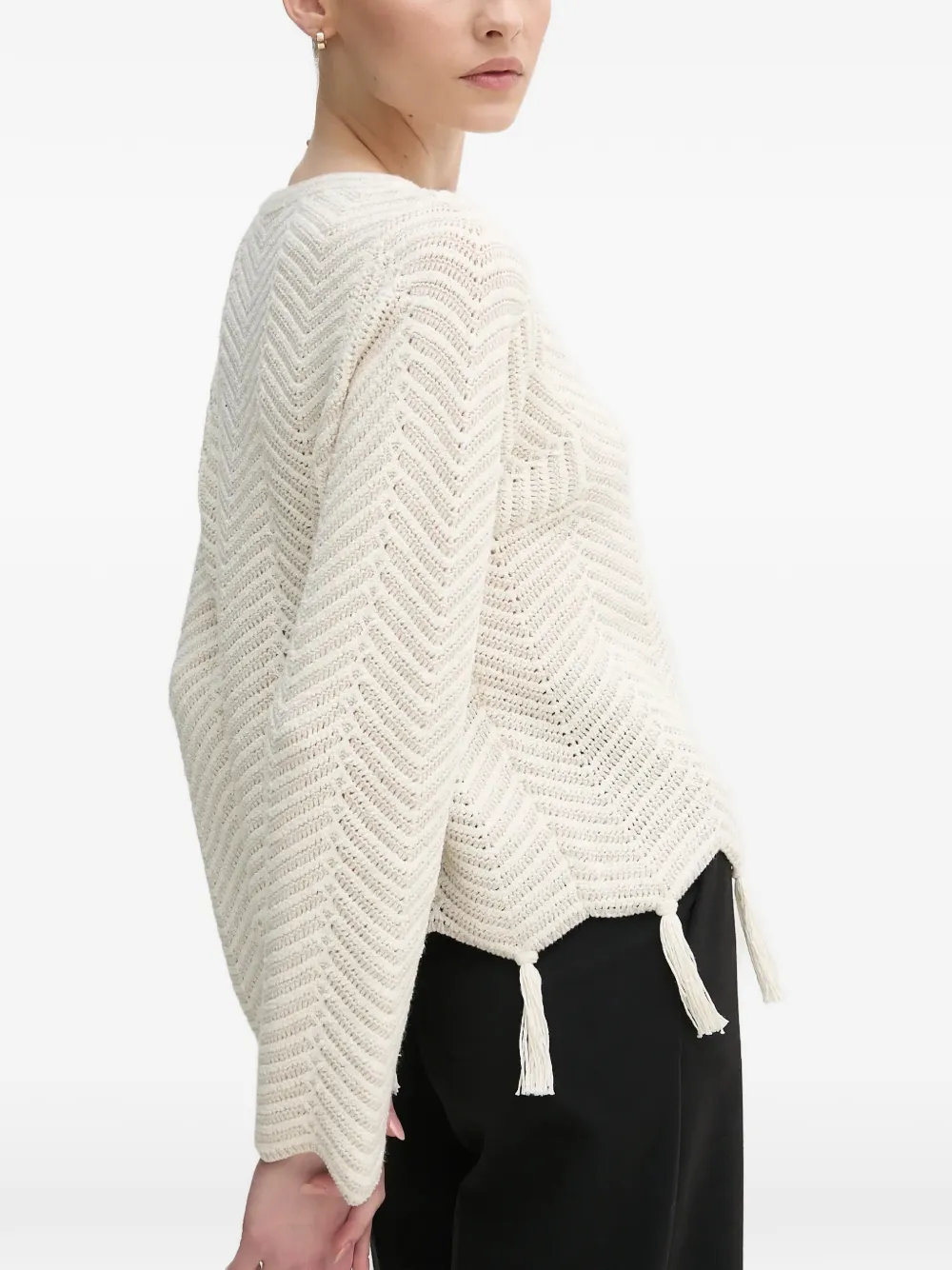  Oui Tassel Chevron Knitwear - Neutrals 