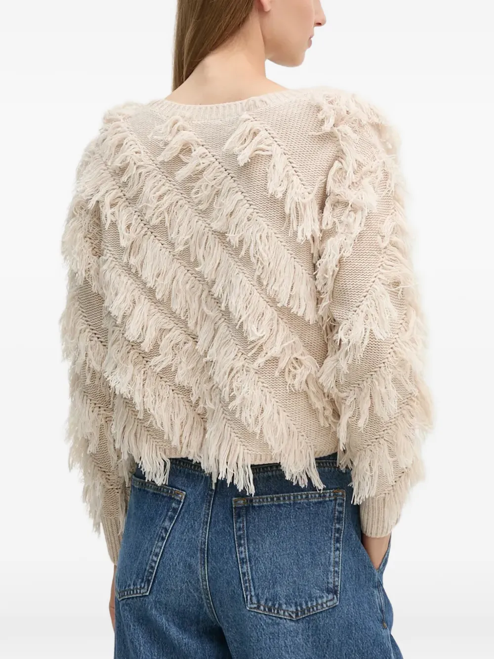  Oui Fringed Sweater - Neutrals 