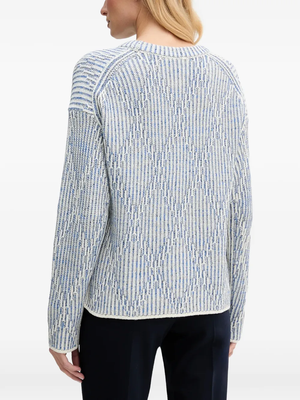  Oui Striped Crew-neck Sweater - Blue 
