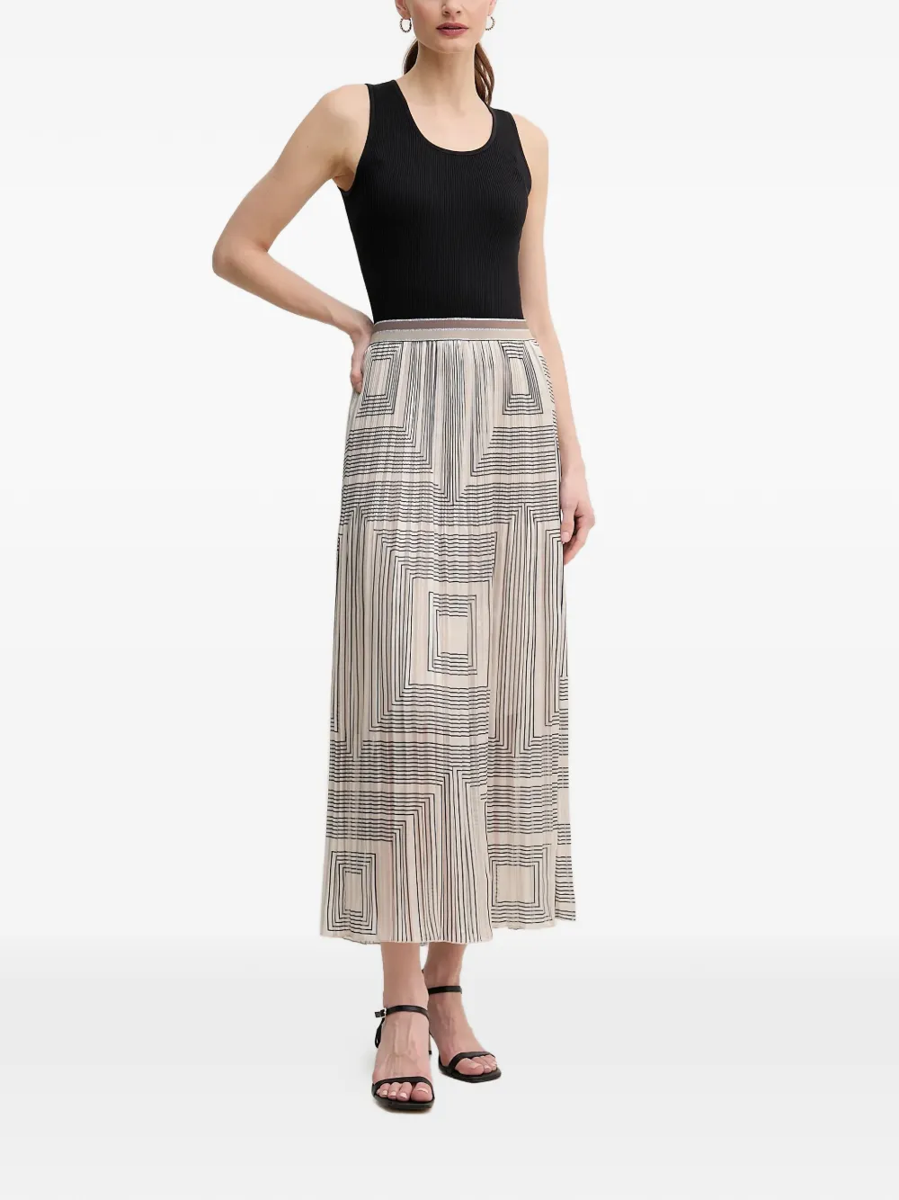Geometric Pleated Midi Skirt
