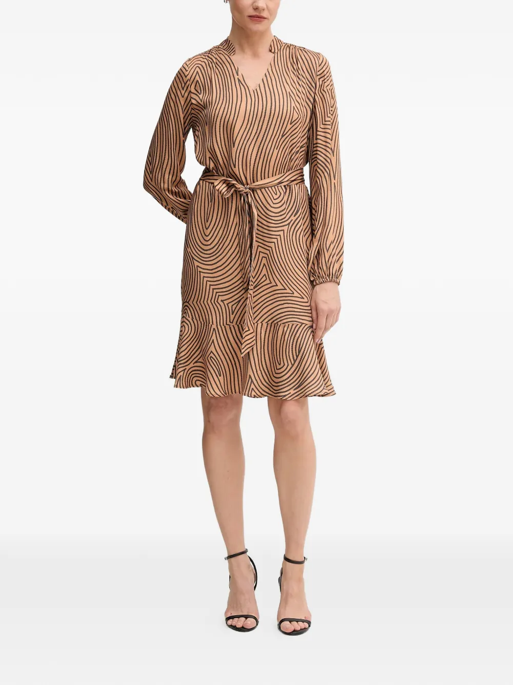 Marc Aurel tie-waist patterned mini dress - Toni neutri