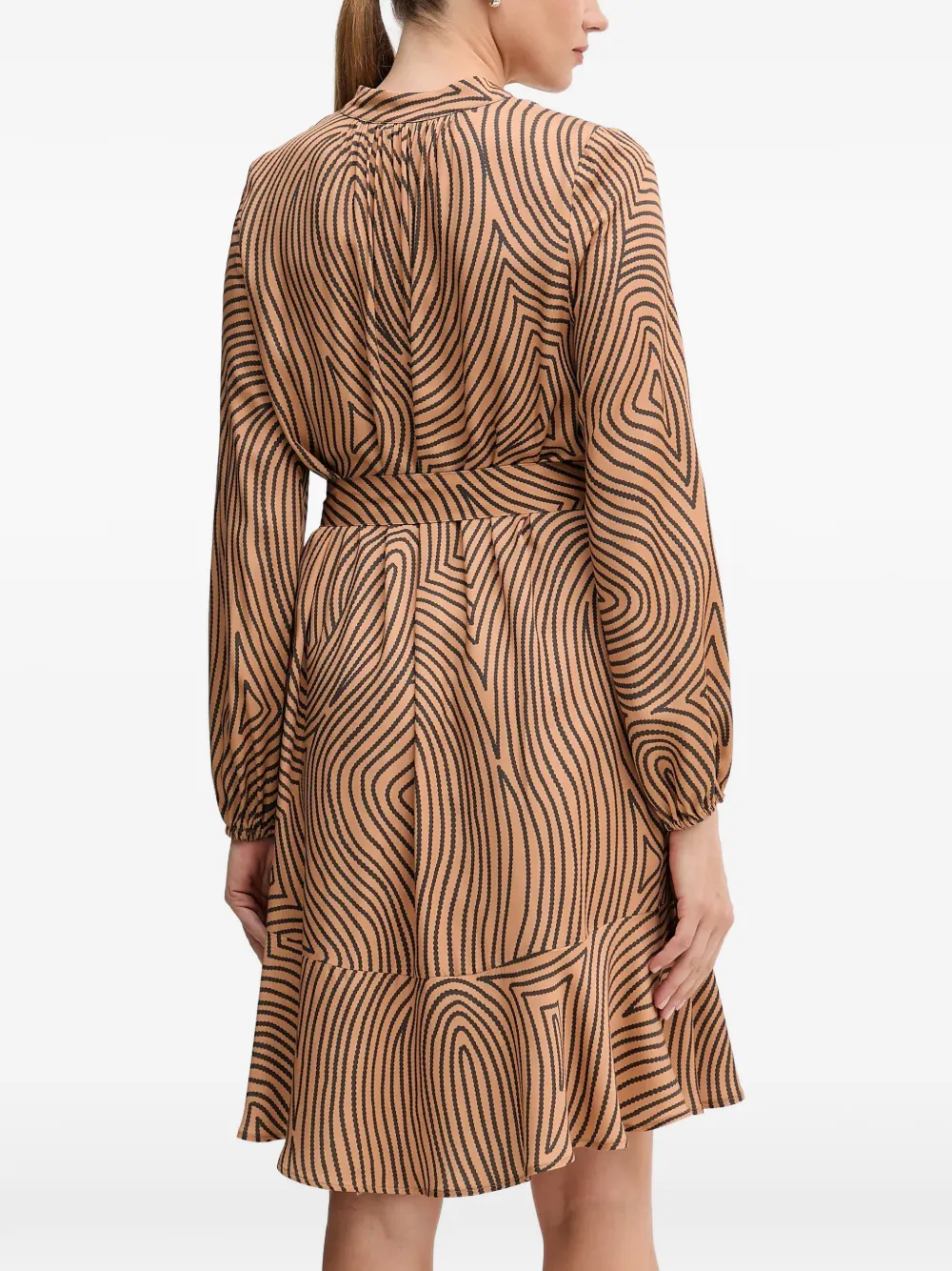 Tie-Waist Patterned Mini Dress