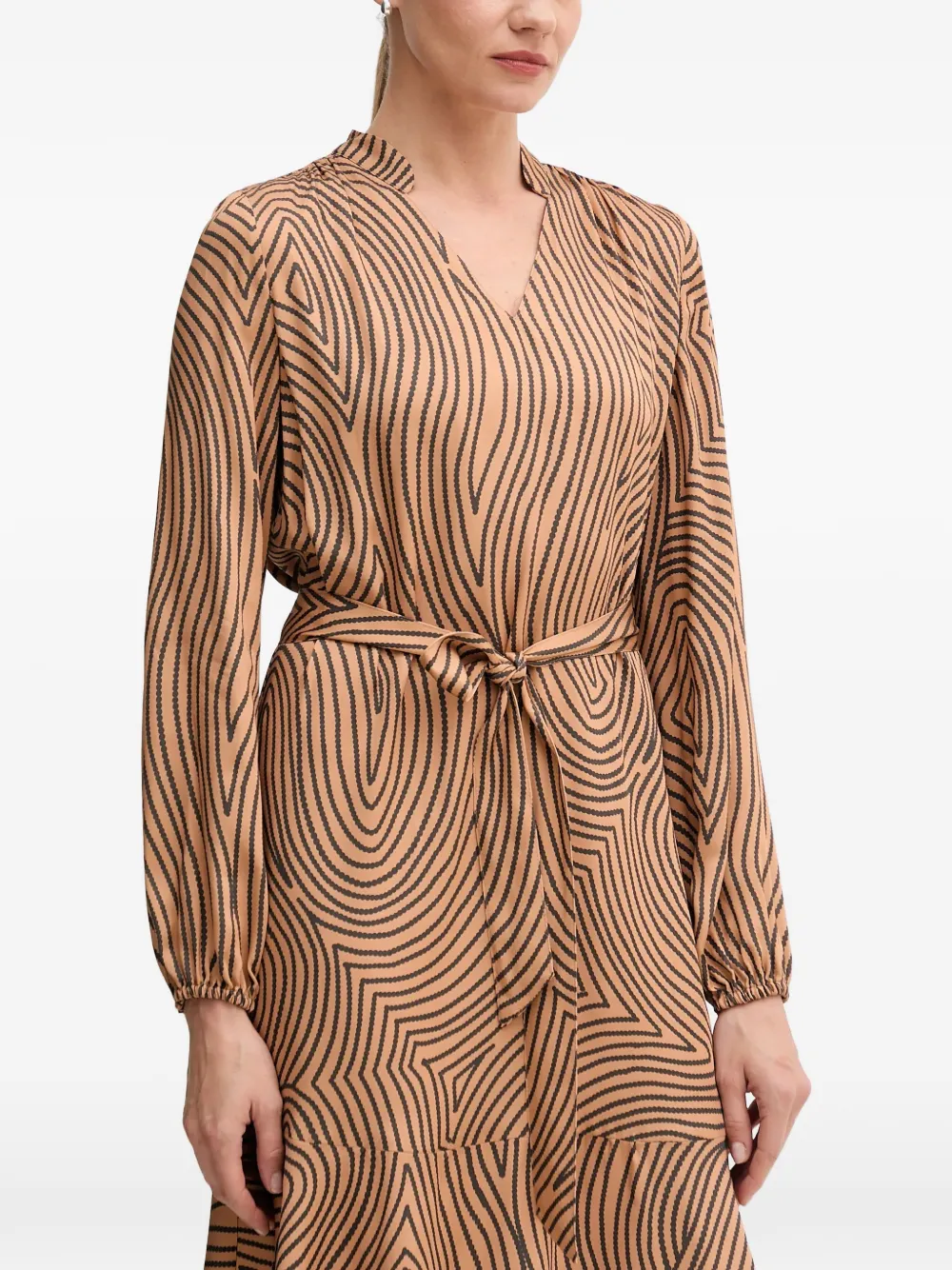 Tie-Waist Patterned Mini Dress