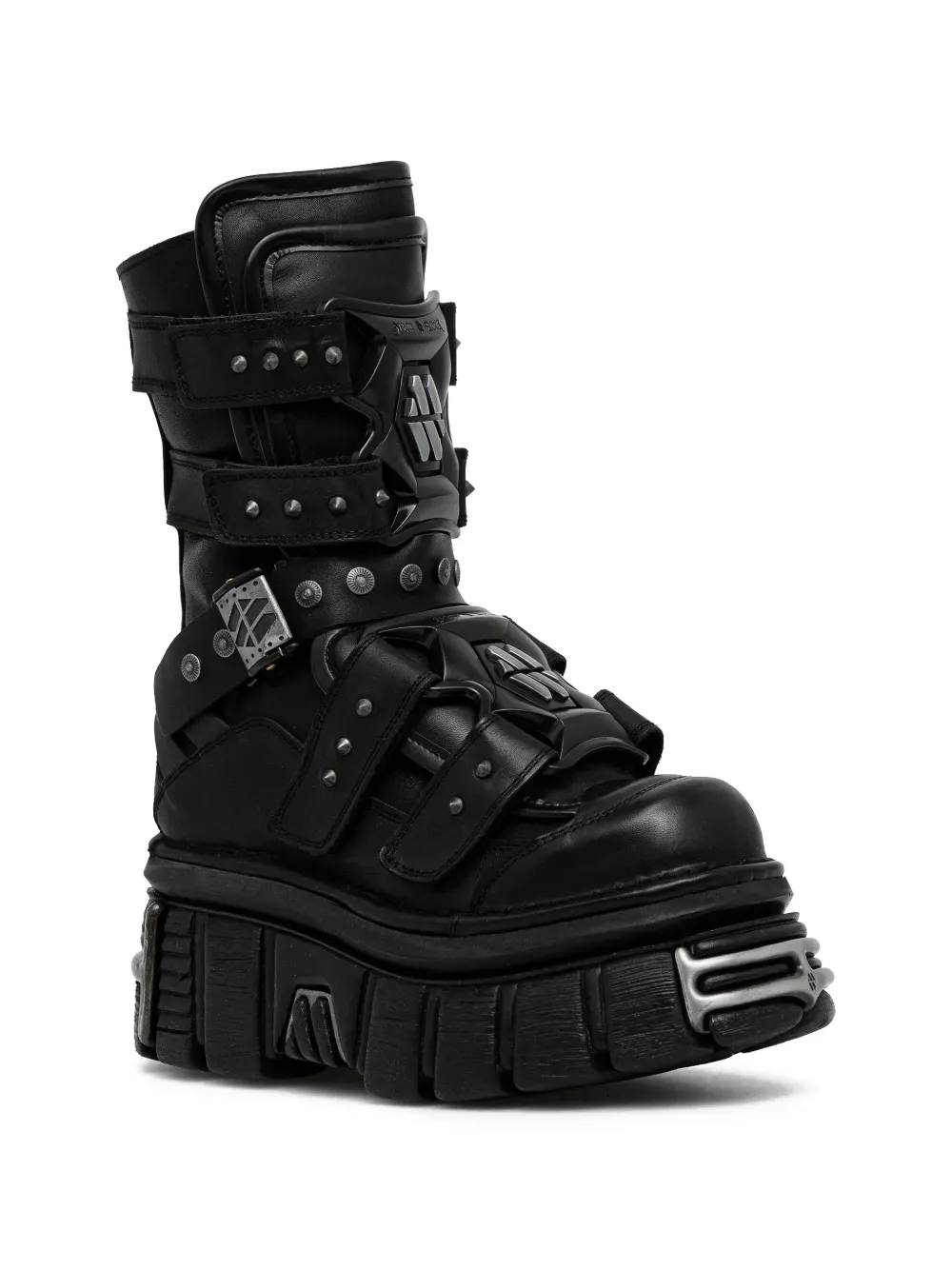 NEW ROCK Laarzen met gesp en studs Zwart