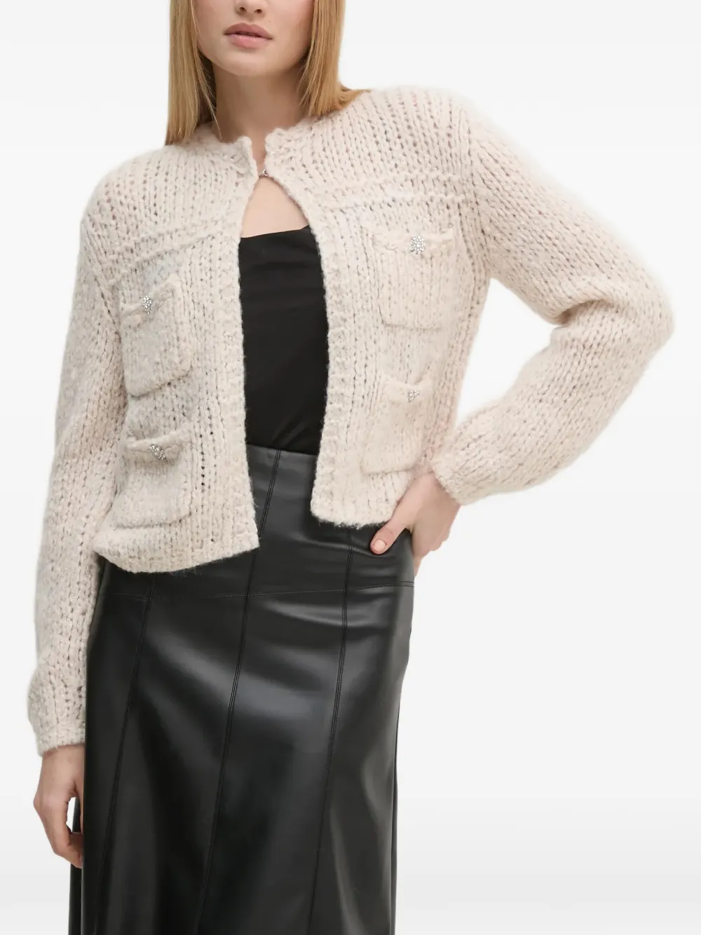 OUI pocket-embellished knit cardigan - Toni neutri