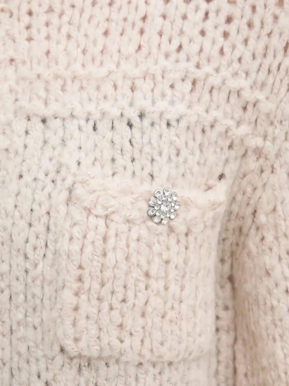 OUI Gebreid vest verfraaid met zak Beige