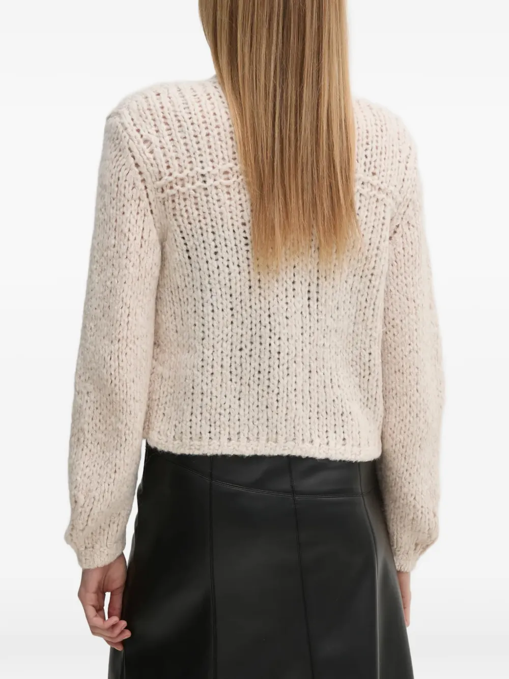 OUI Gebreid vest verfraaid met zak Beige