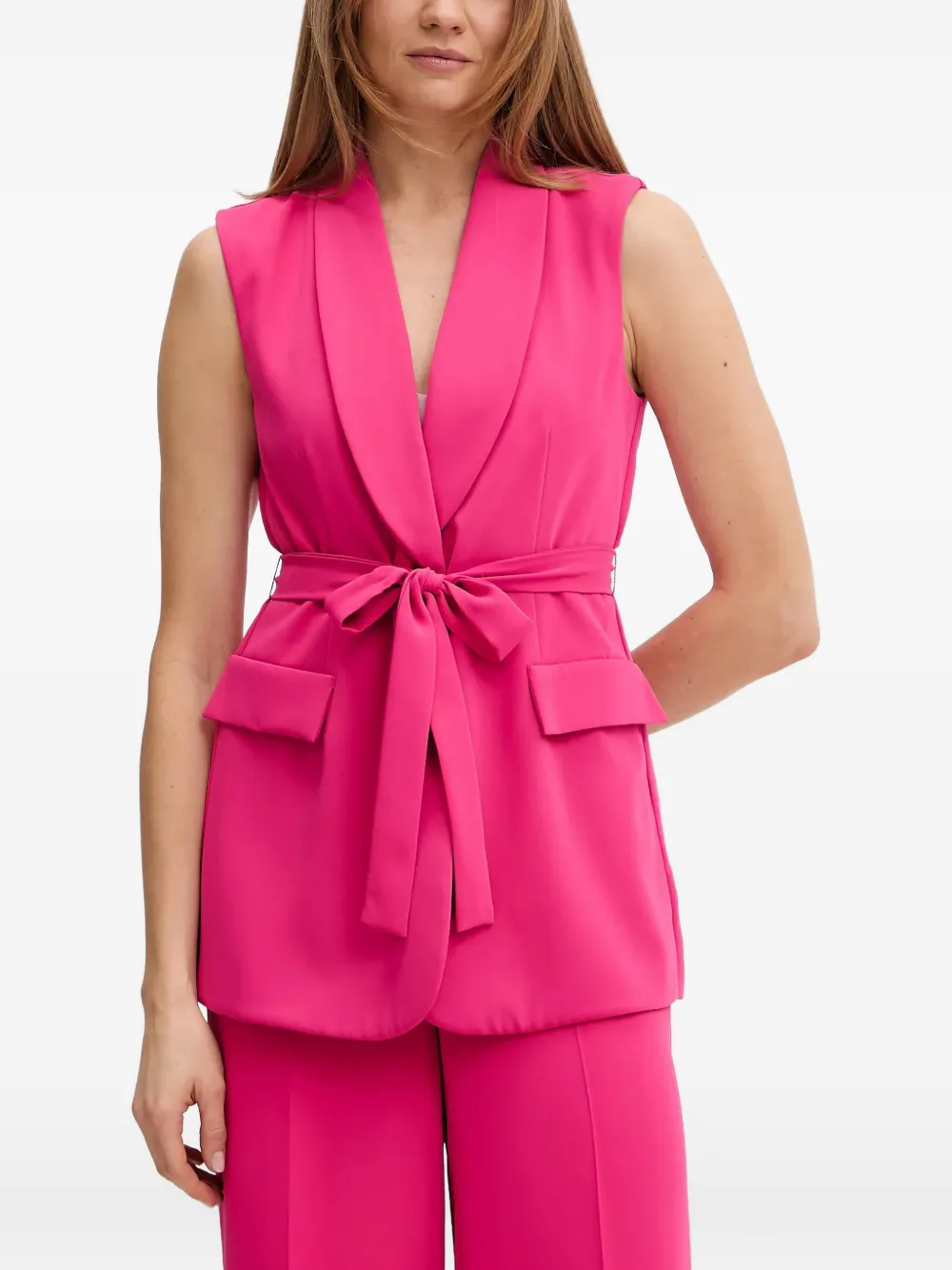 Joseph Ribkoff shawl-collar belted vest - Rosa