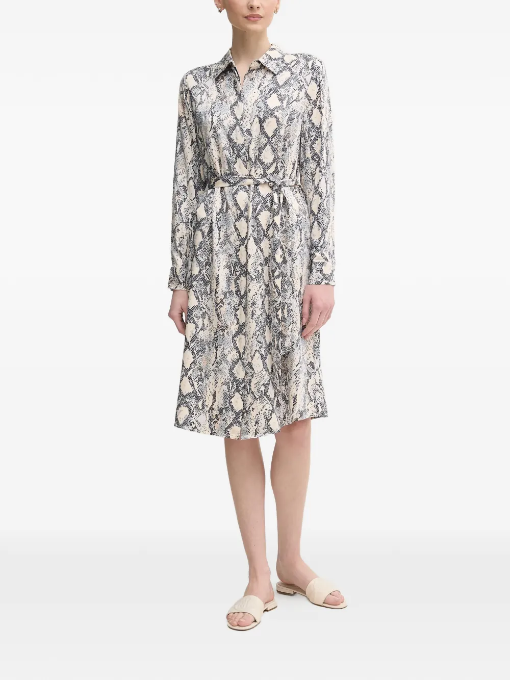  Oui Buttoned Animal-print Midi Dress - Neutrals 