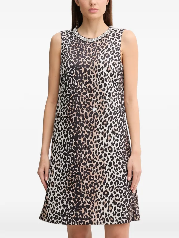 oui oui mini dress OUI animal-pattern Embellished Mini Dress | Black