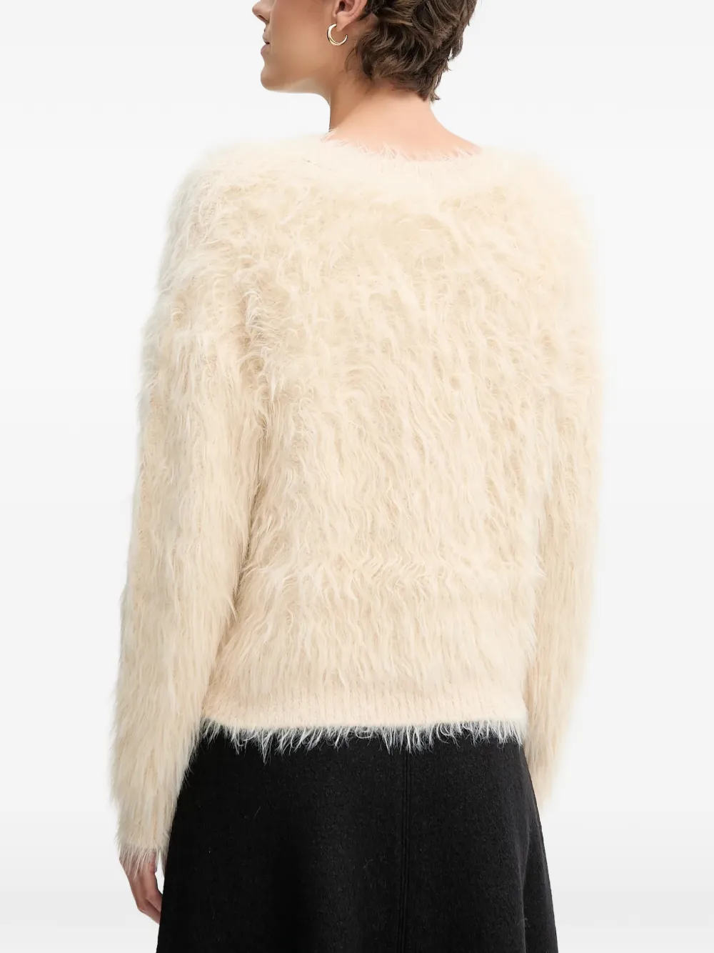  Oui Fluffy Knitted Jumper - Neutrals 