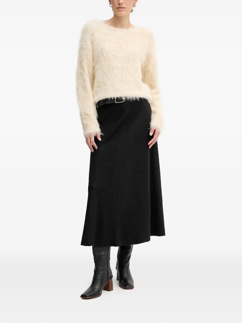  Oui Fluffy Knitted Jumper - Neutrals 