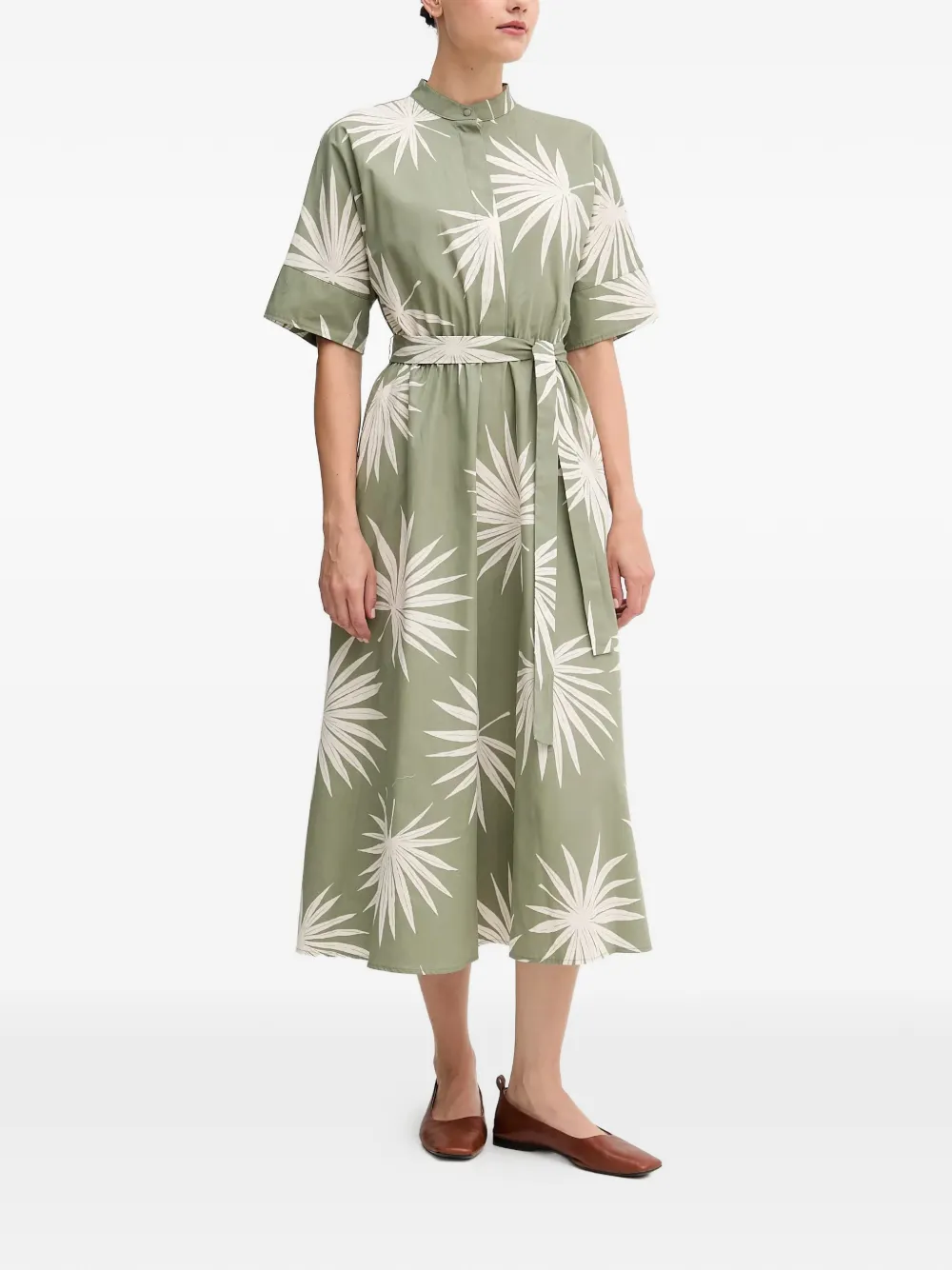 OUI buttoned print midi dress - Verde