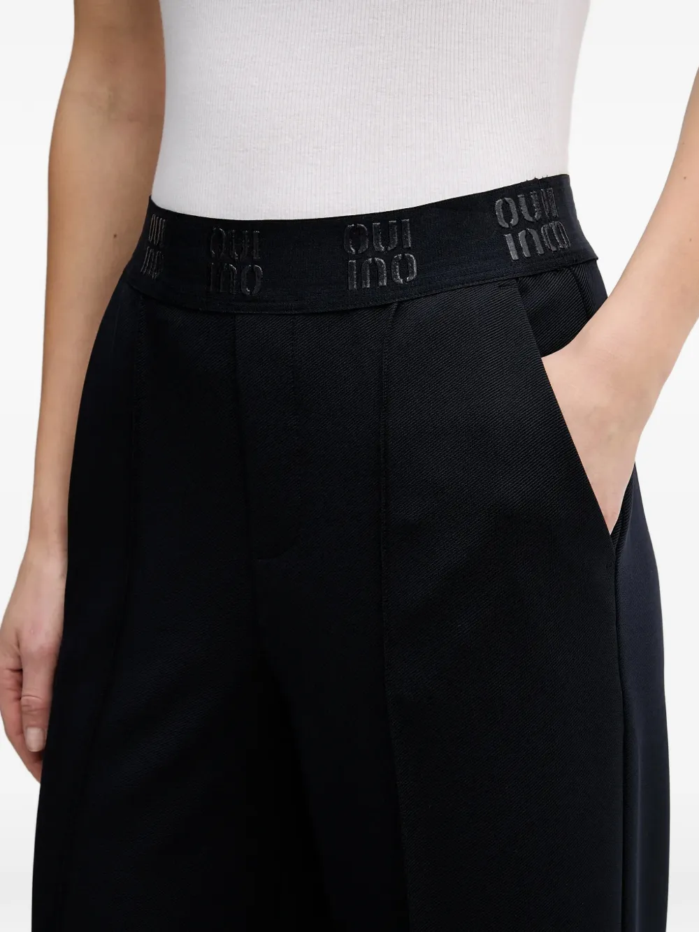 OUI Broek met logoband Blauw