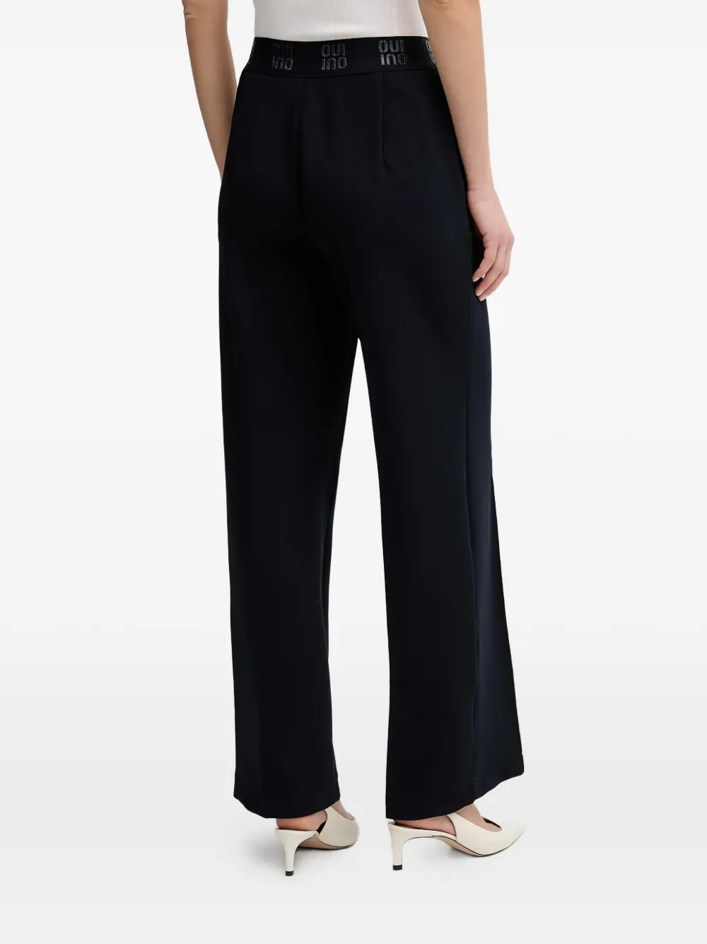  Oui Logo Waistband Trousers - Blue 