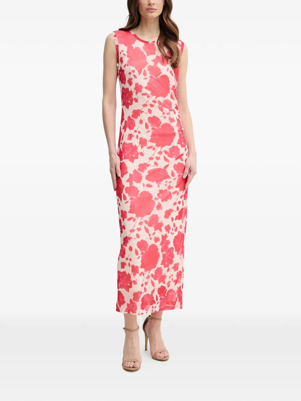 Marc Aurel floral gathered dress - Rosso