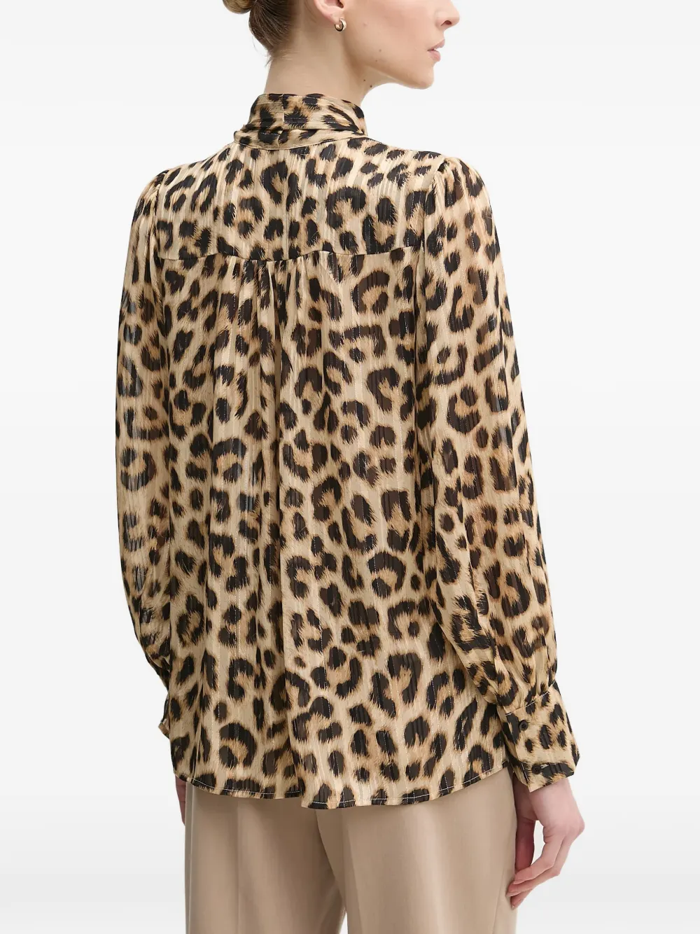 Leopard Print Tie Blouse