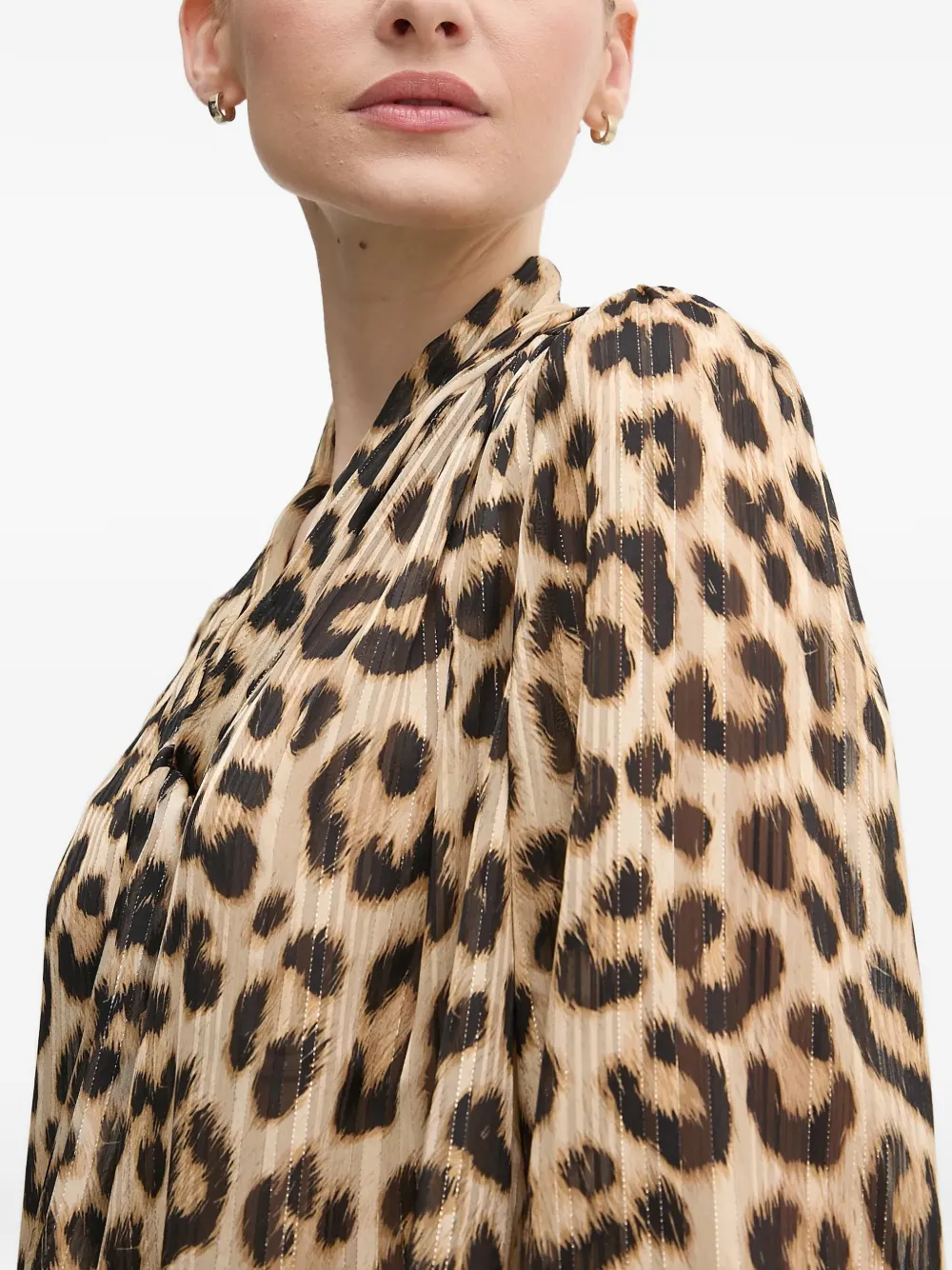 Leopard Print Tie Blouse