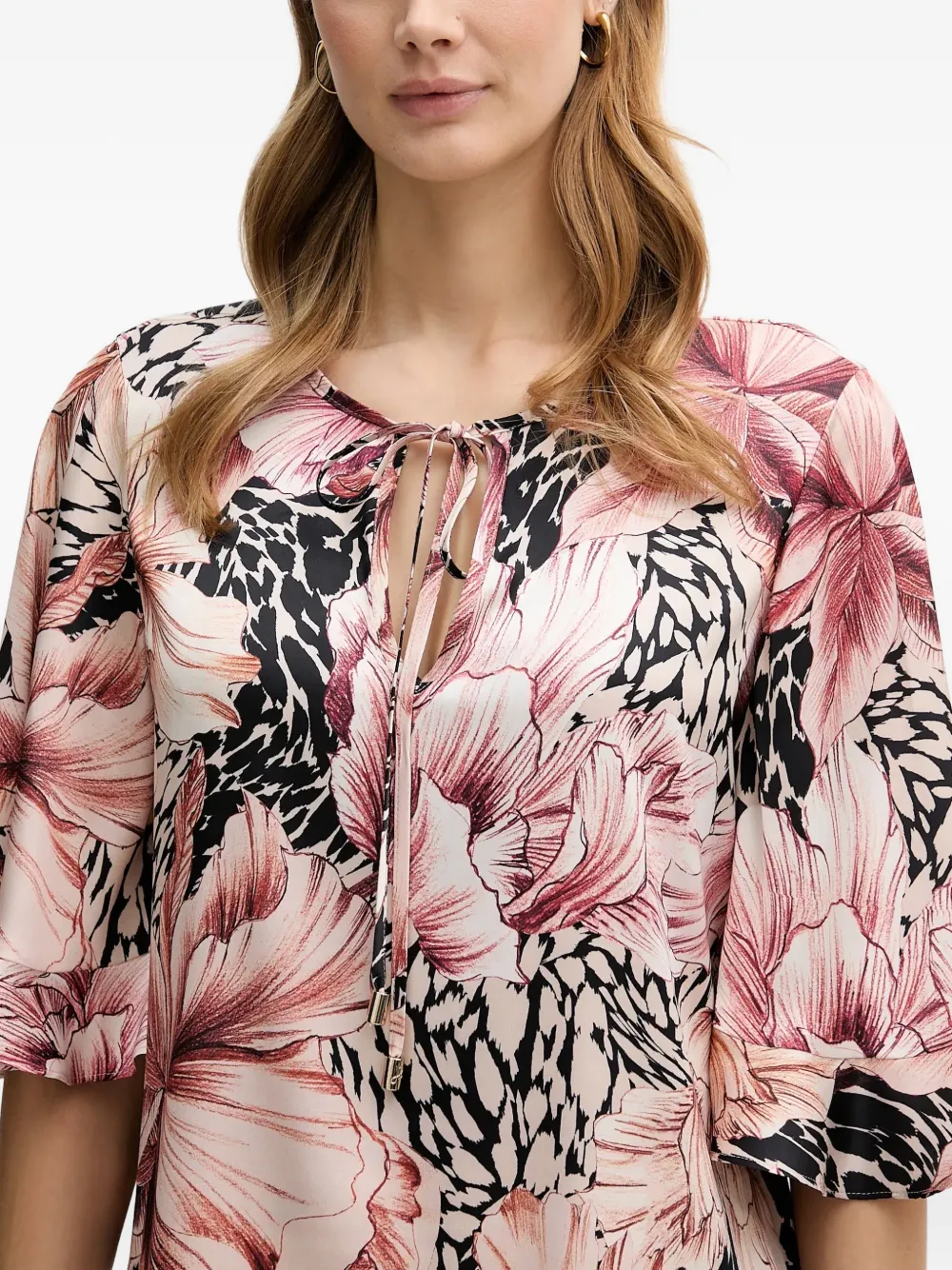 Joseph Ribkoff Blouse met bloemenprint en ruches Roze