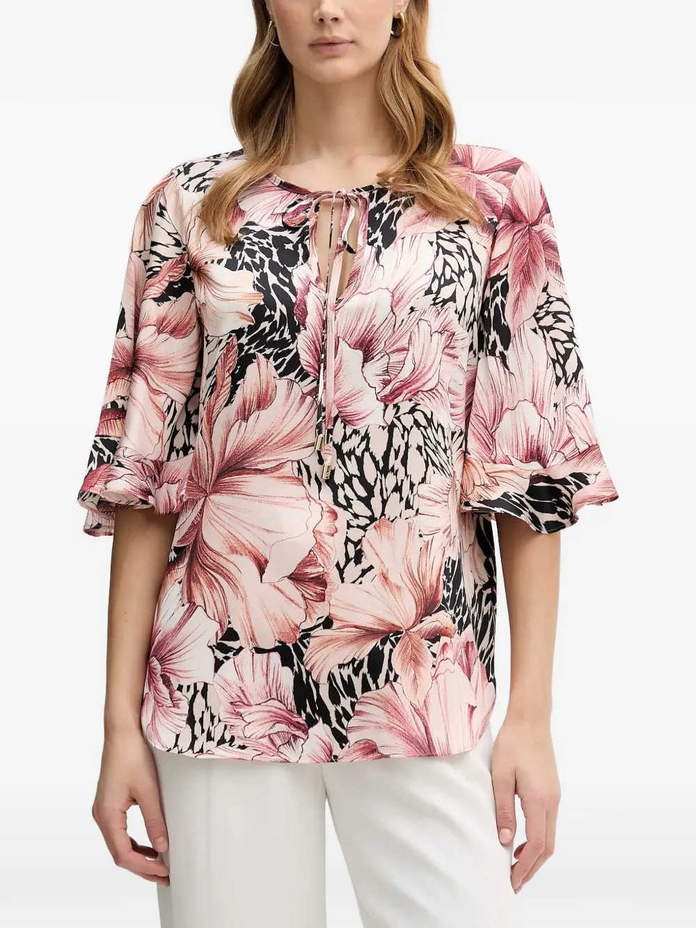Joseph Ribkoff floral ruffled blouse - Rosa
