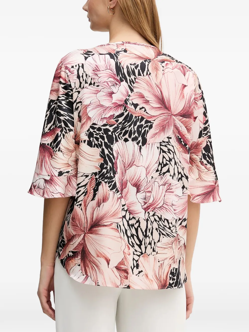  Joseph Ribkoff Floral Ruffled Blouse - Pink 