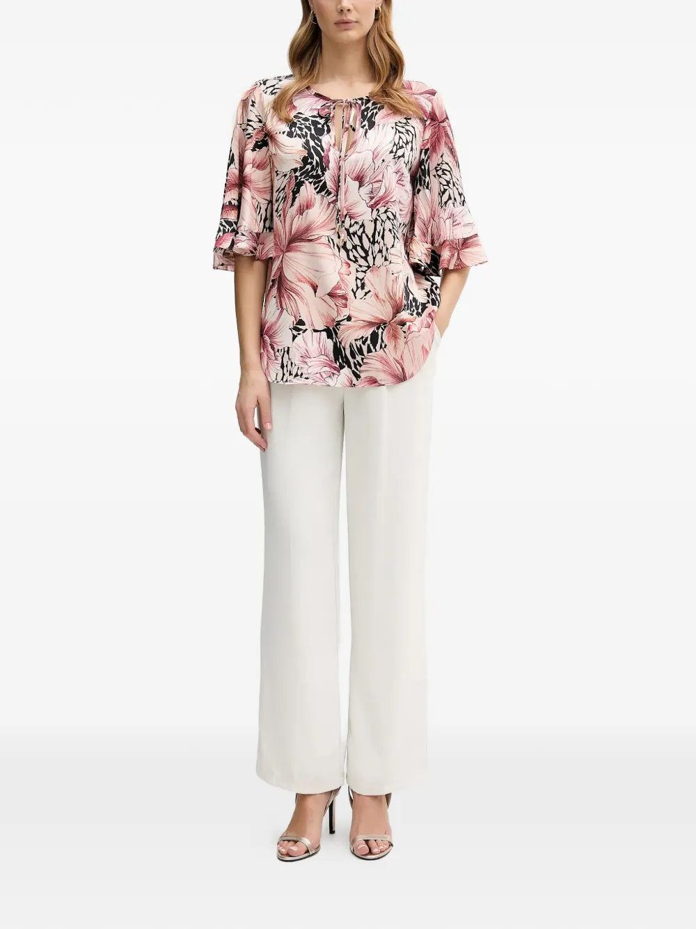  Joseph Ribkoff Floral Ruffled Blouse - Pink 