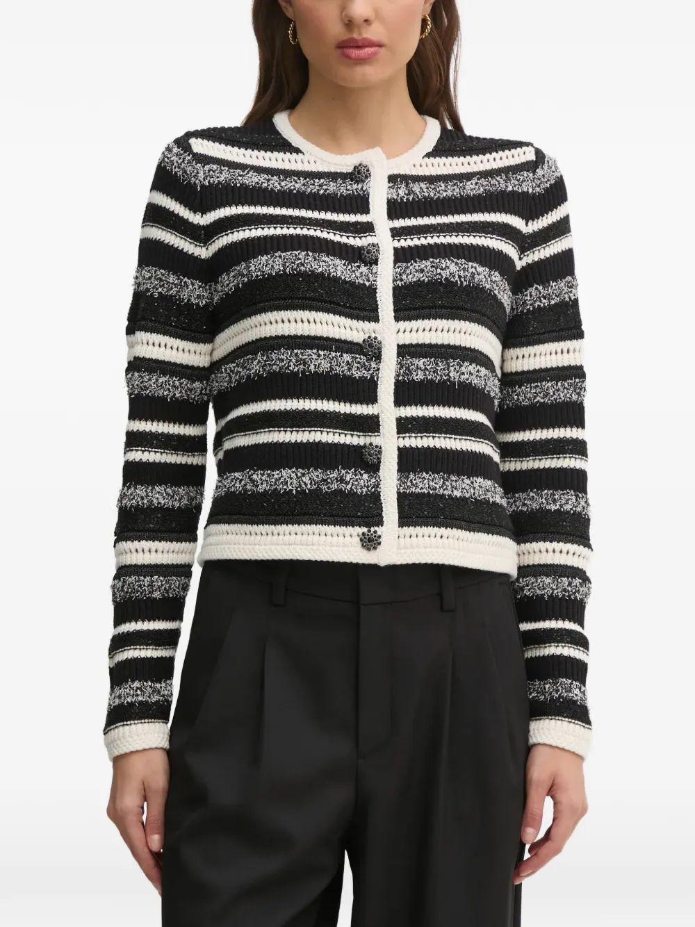OUI striped cardigan - Nero