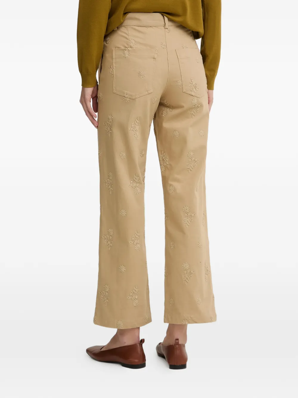  Hoss Intropia Floral-embroidered Trousers - Neutrals 