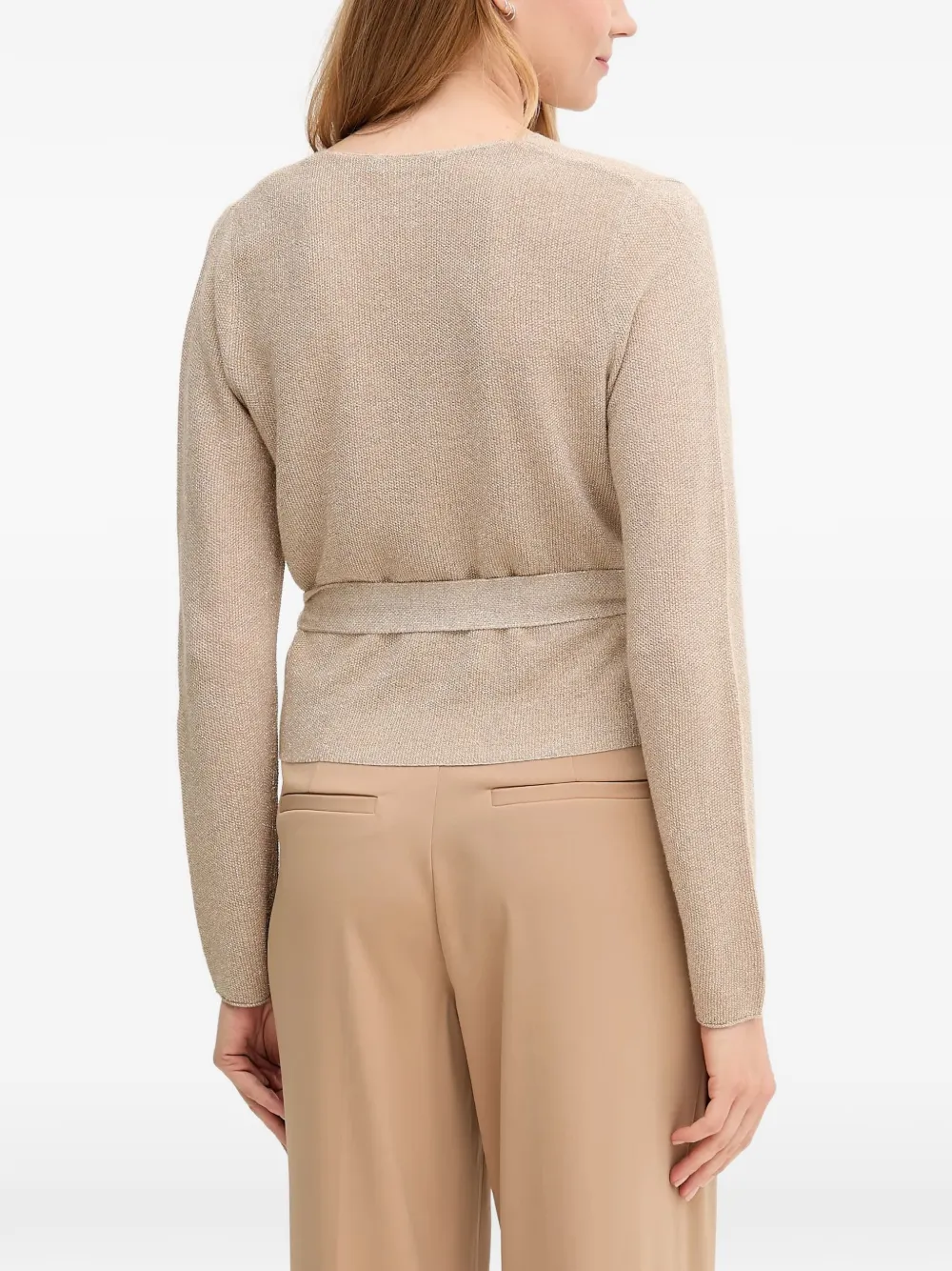  Oui V-neck Tie Knitwear - Neutrals 