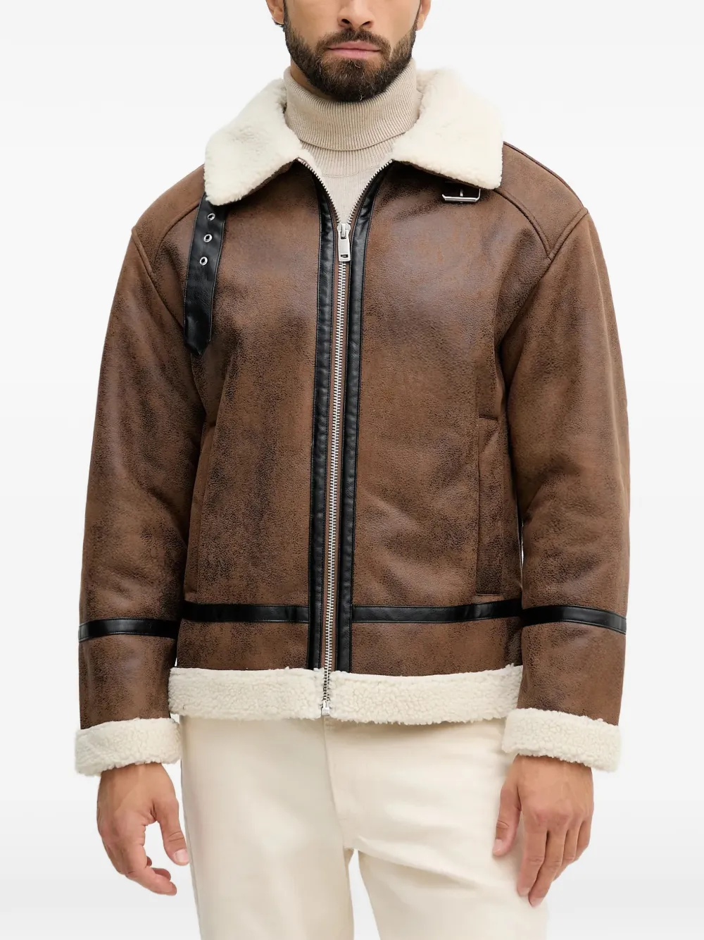 Lindberg shearling-trim jacket - Marrone