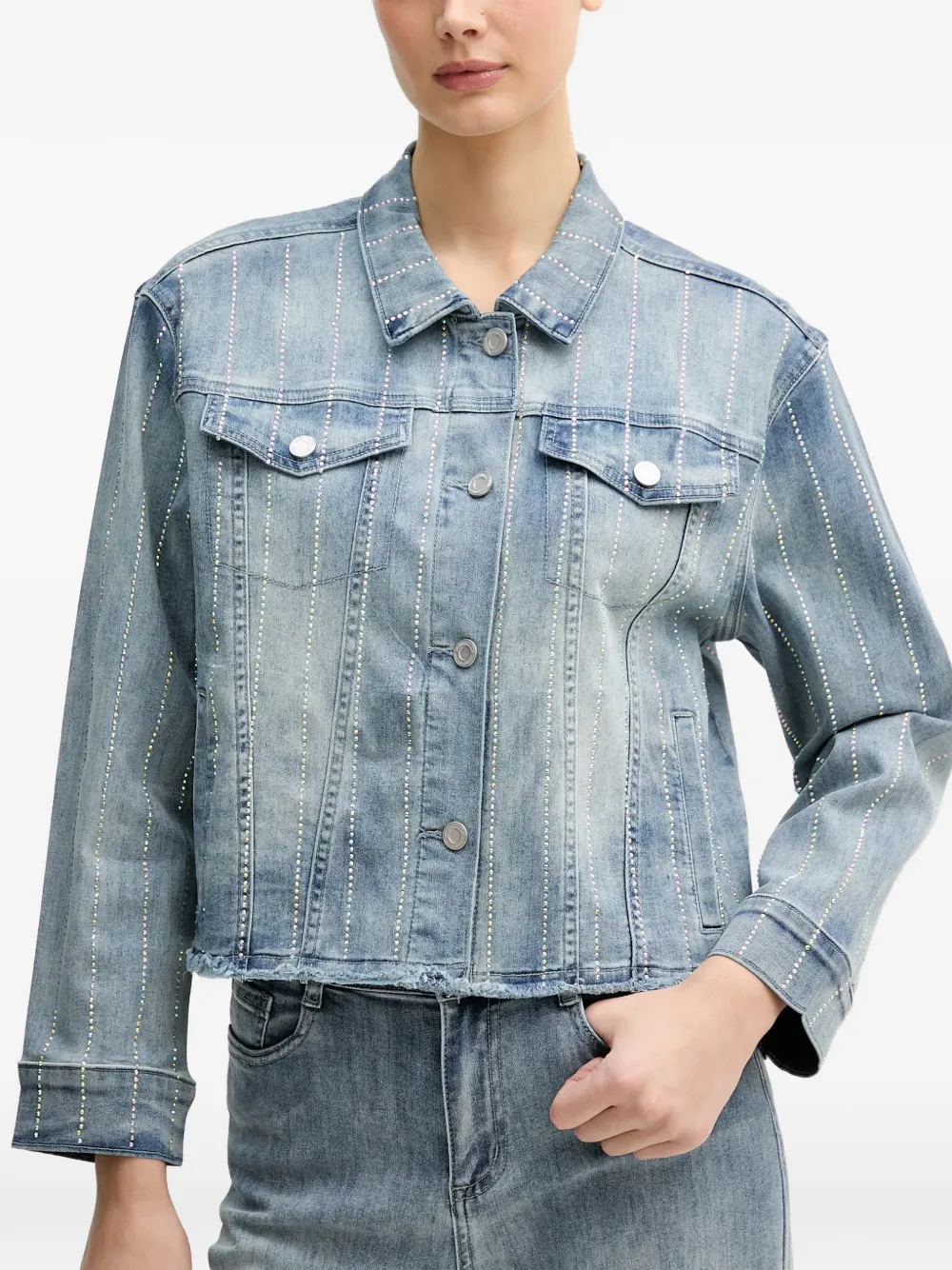 Joseph Ribkoff Jack verfraaid met knoop Blauw