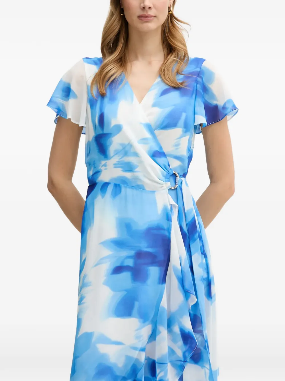 Joseph Ribkoff ruffle-detail printed midi dress - Blu